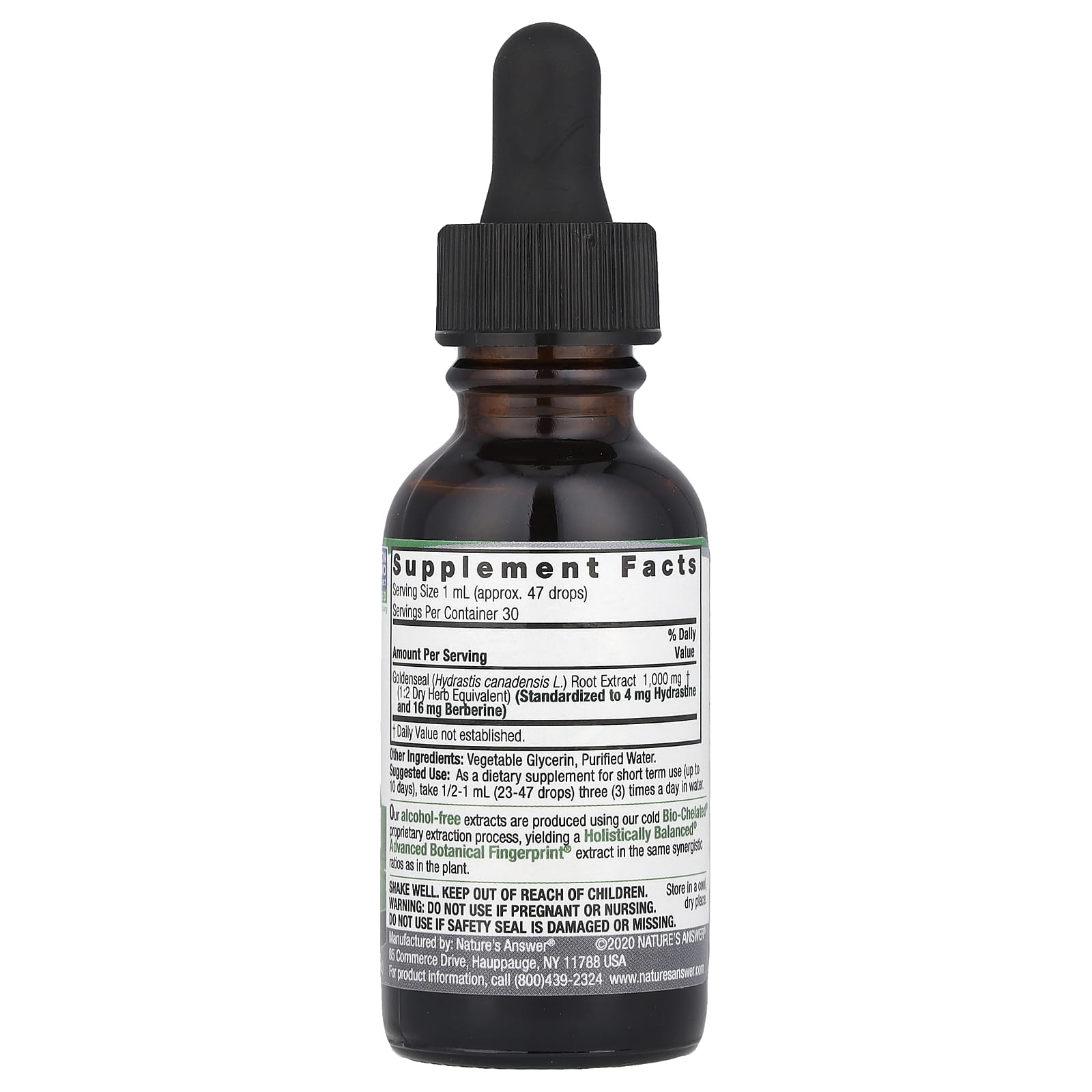 Nature's Answer, Goldenseal Root, Standardized Fluid Extract, Alcohol-Free, 1,000 mg, 1 fl oz (30 ml) - Image 2