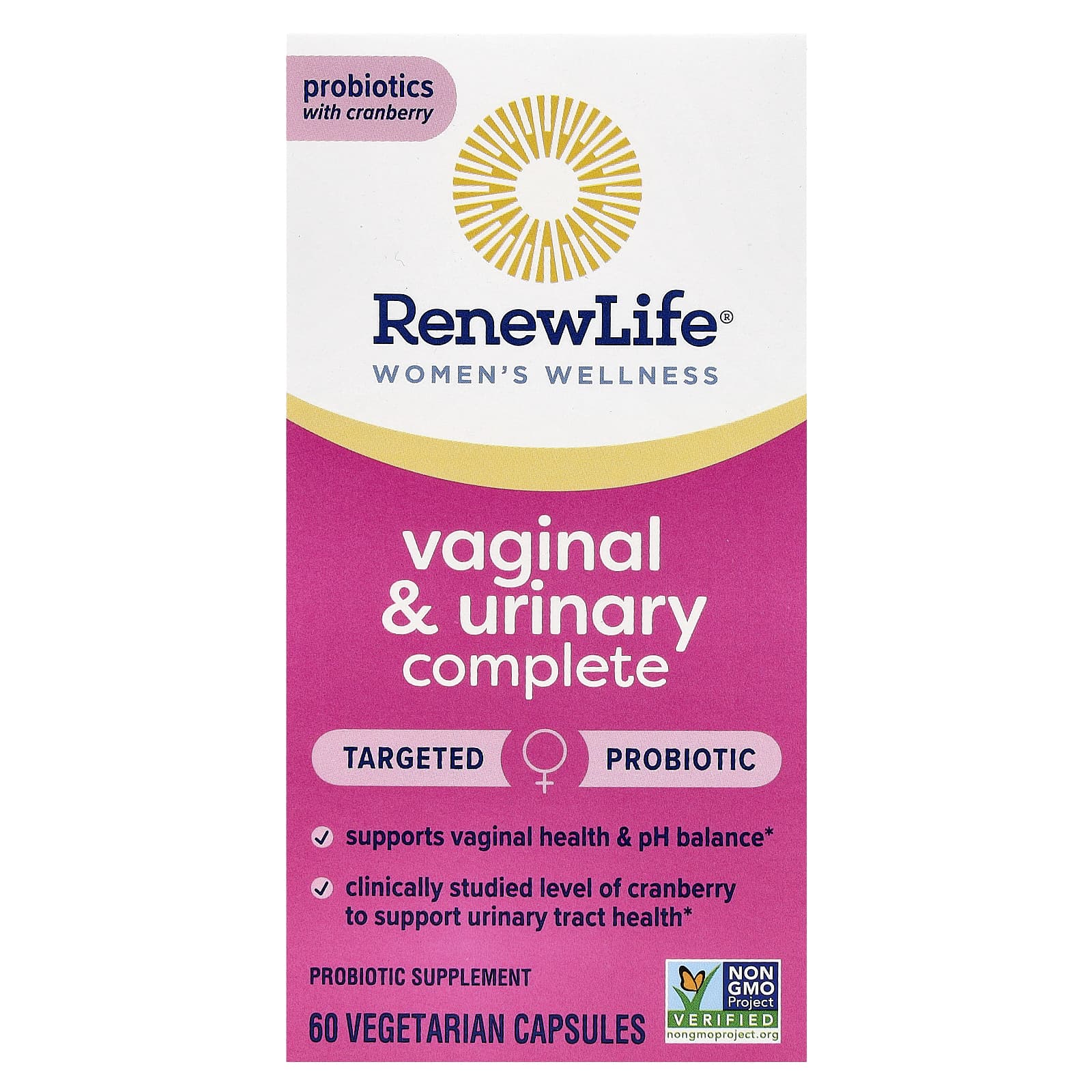Renew Life, Women's Wellness, Vaginal & Urinary Complete, 60 Vegetarian Capsules - Image 1