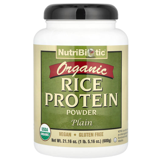 NutriBiotic, Organic Rice Protein Powder, Plain, 1 lb 5.16 oz (600 g) - Image 1