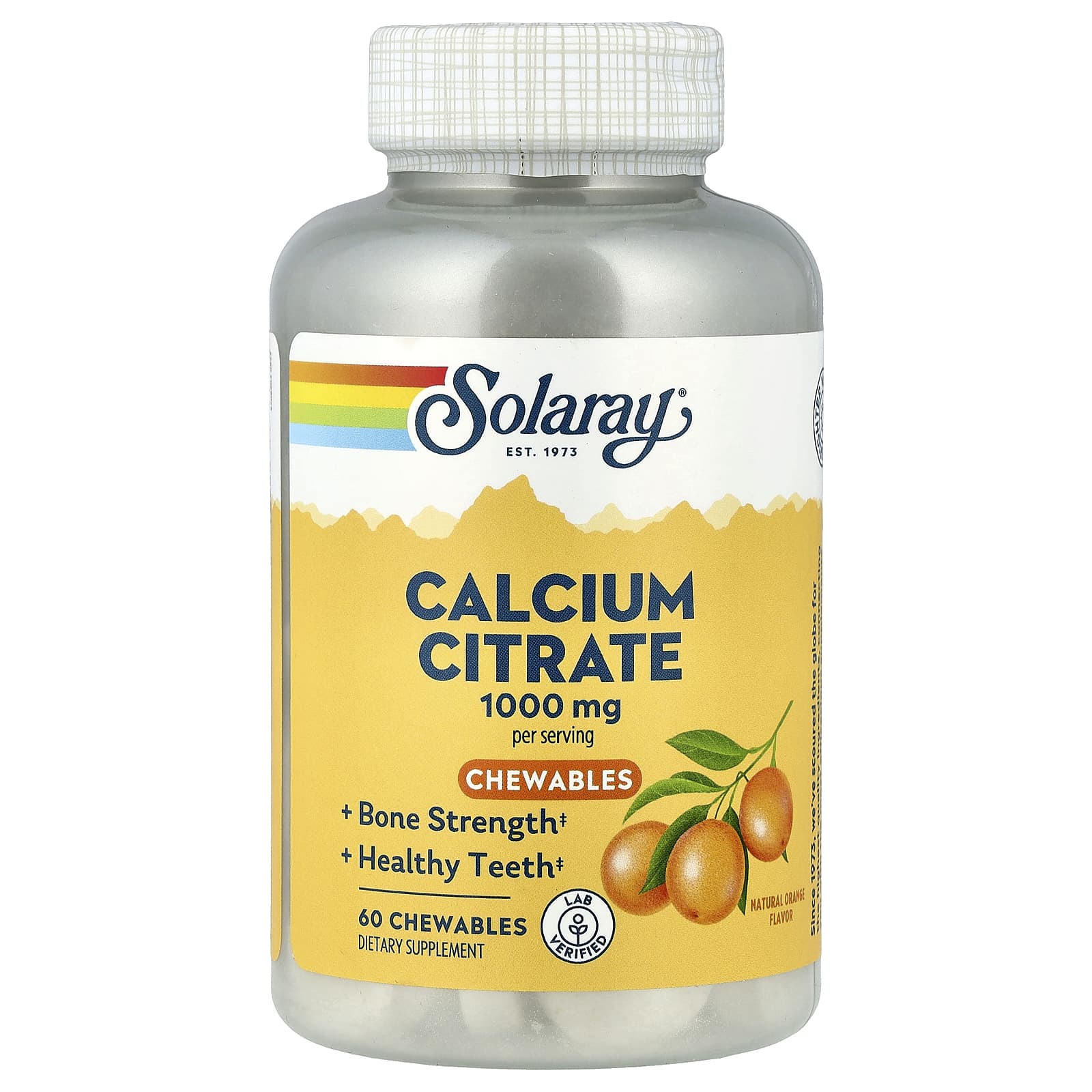Solaray, Calcium Citrate Chewables, Natural Orange, 60 Chewables - Image 1