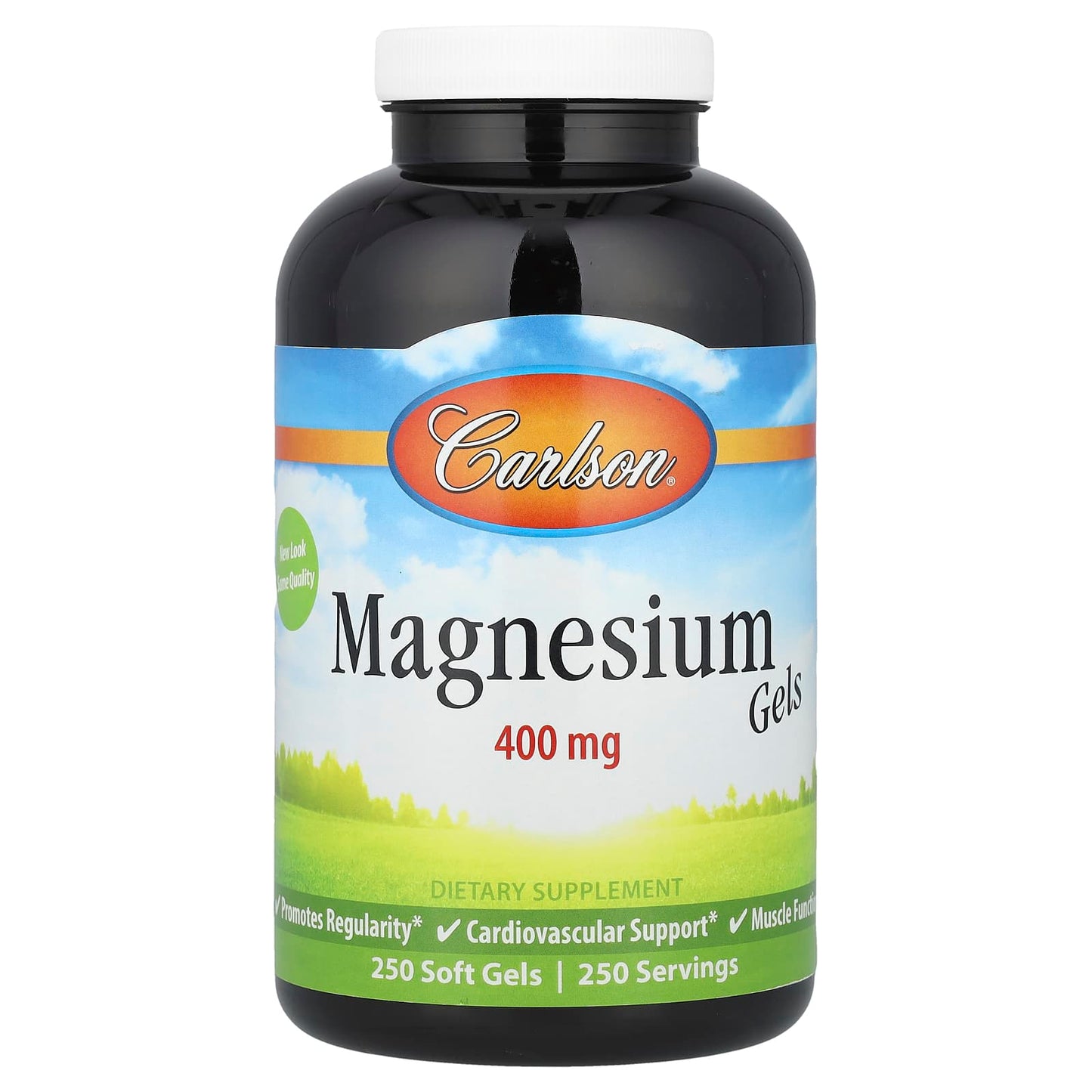 Carlson Magnesium Gels 400mg, 250 Soft Gels for Regular Bowel Elimination - Image 1