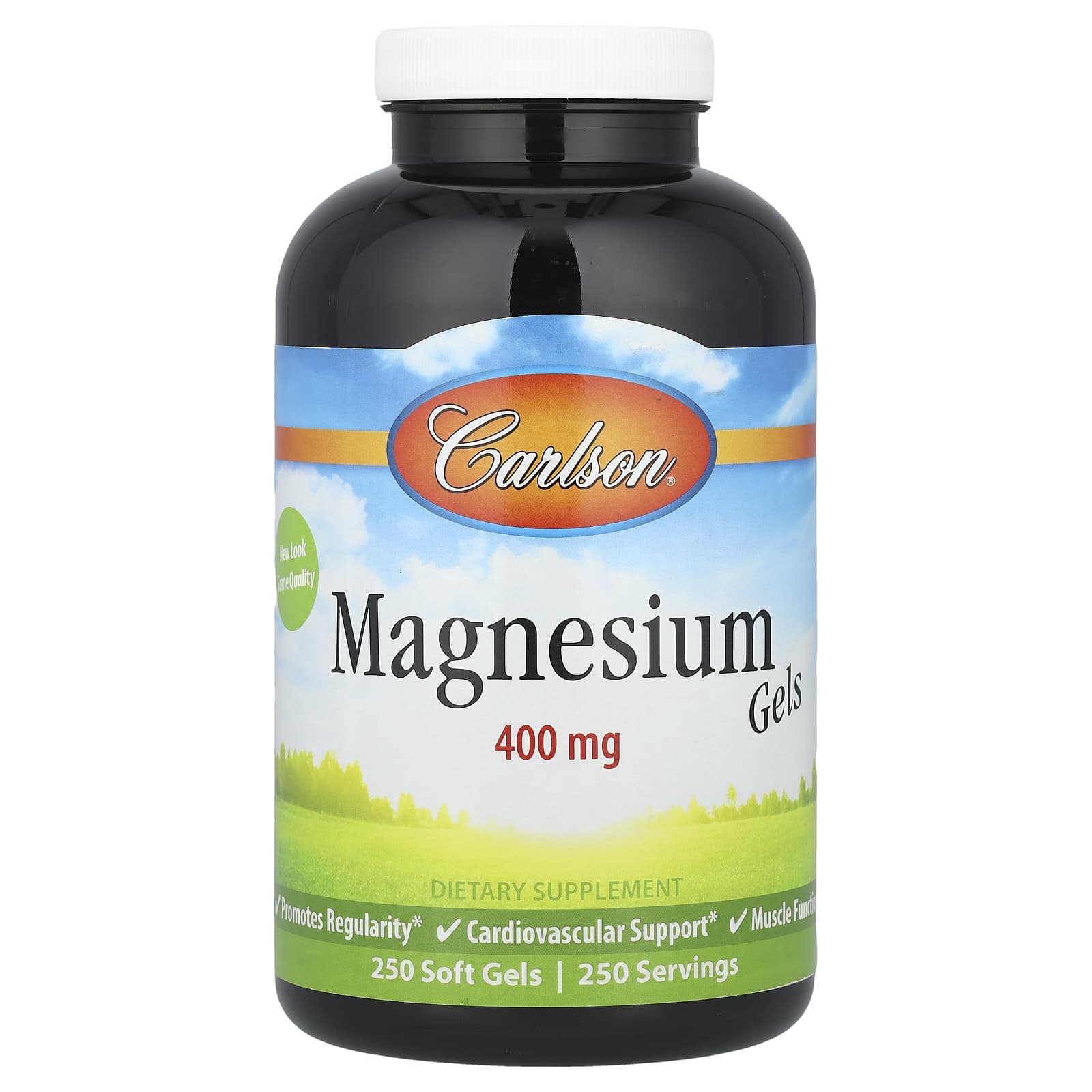 Carlson Magnesium Gels 400mg, 250 Soft Gels for Regular Bowel Elimination - Image 1