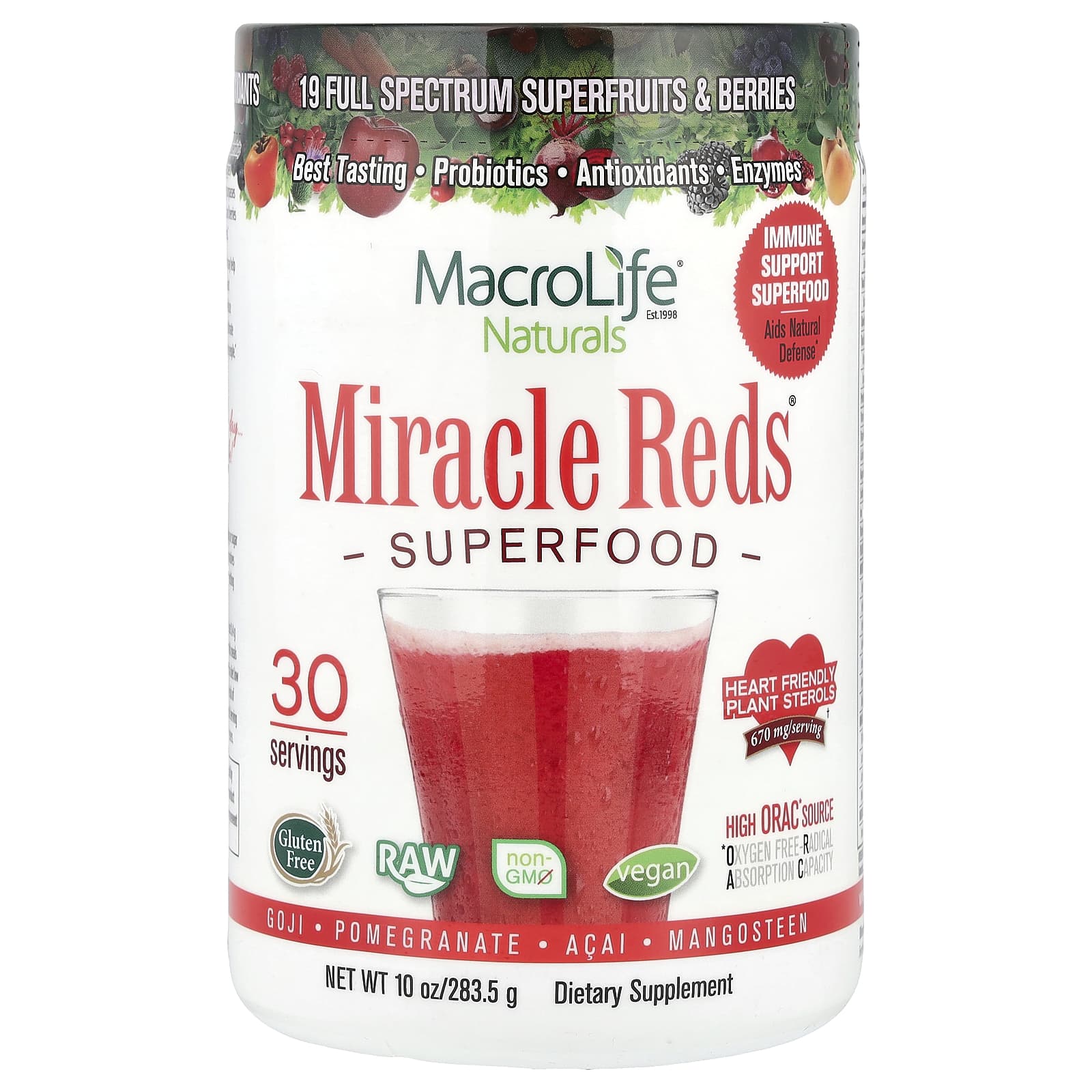Macrolife Naturals, Miracle Reds®, Superfood, Goji, Pomegranate, Acai, Mangosteen, 10 oz (283.5 g) - Image 1