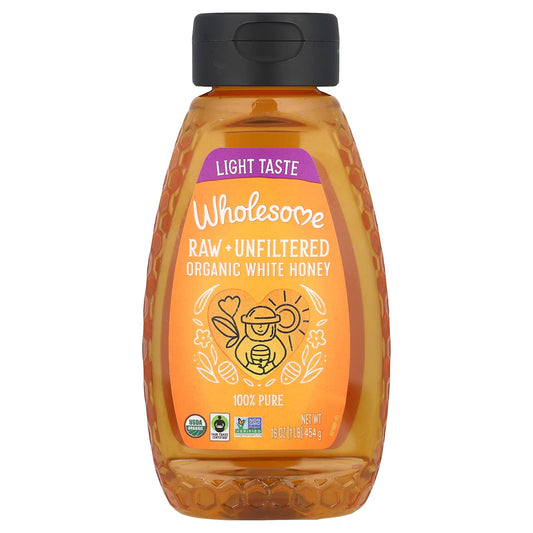 Wholesome Sweeteners, Raw + Unfiltered Organic White Honey, 16 oz (454 g) - Image 1