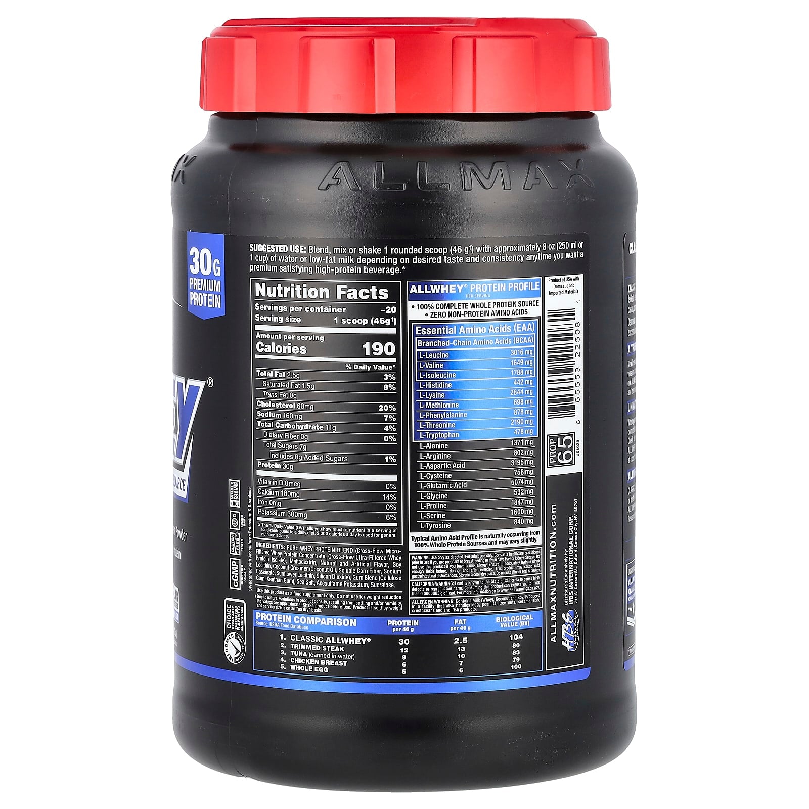 ALLMAX Classic AllWhey 30g Protein Powder, Vanilla, 2 lbs - Image 2