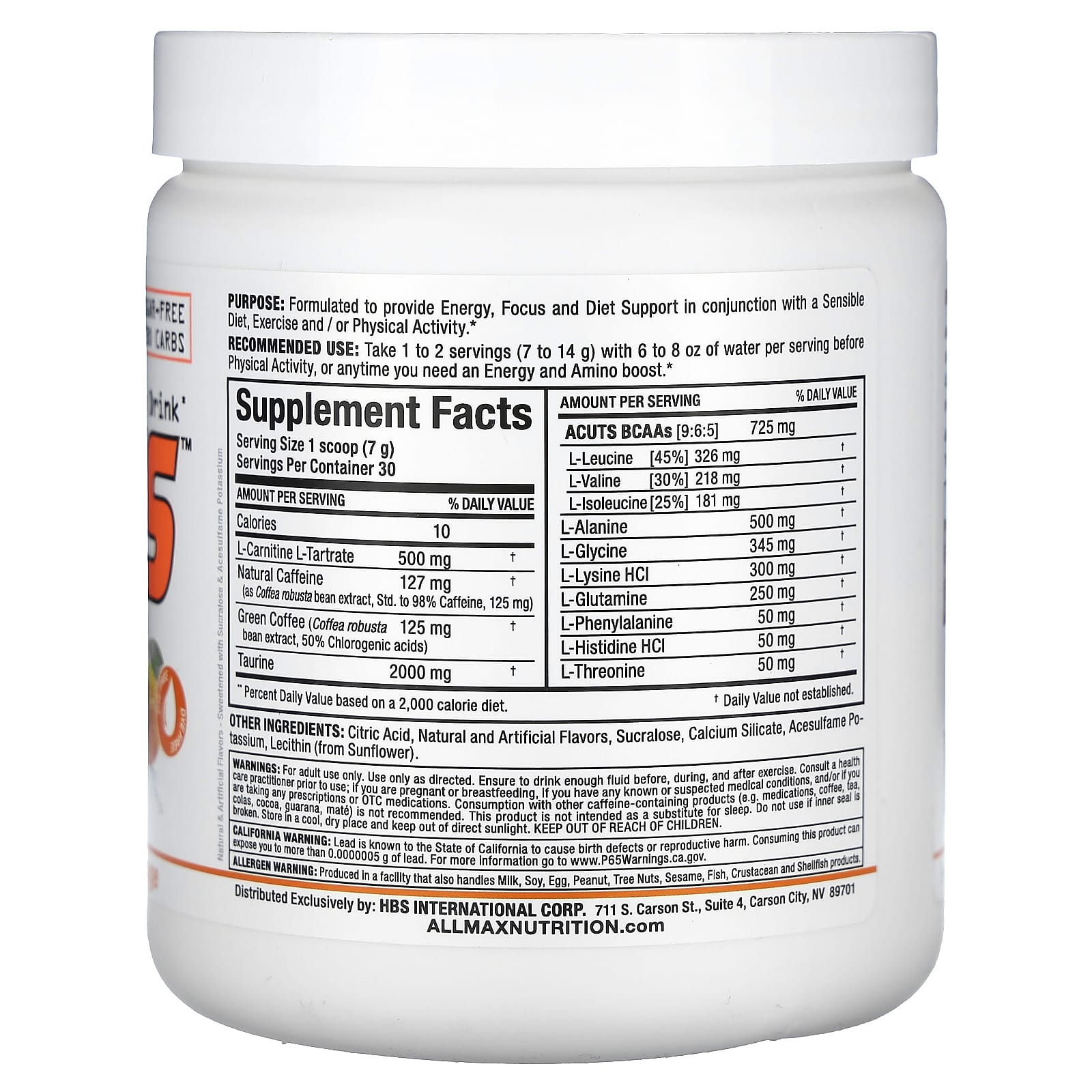 ALLMAX ACUTS Amino-Charged Energy Drink, Orange, 7.4 oz - Image 2