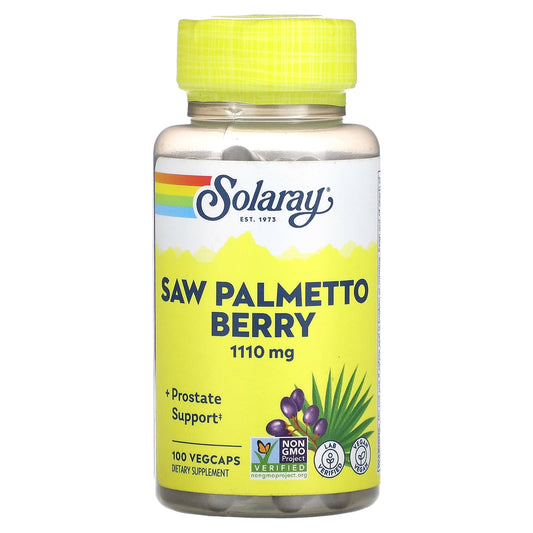 Solaray, Saw Palmetto Berry, 100 VegCaps (555 mg per Capsule) - Image 1