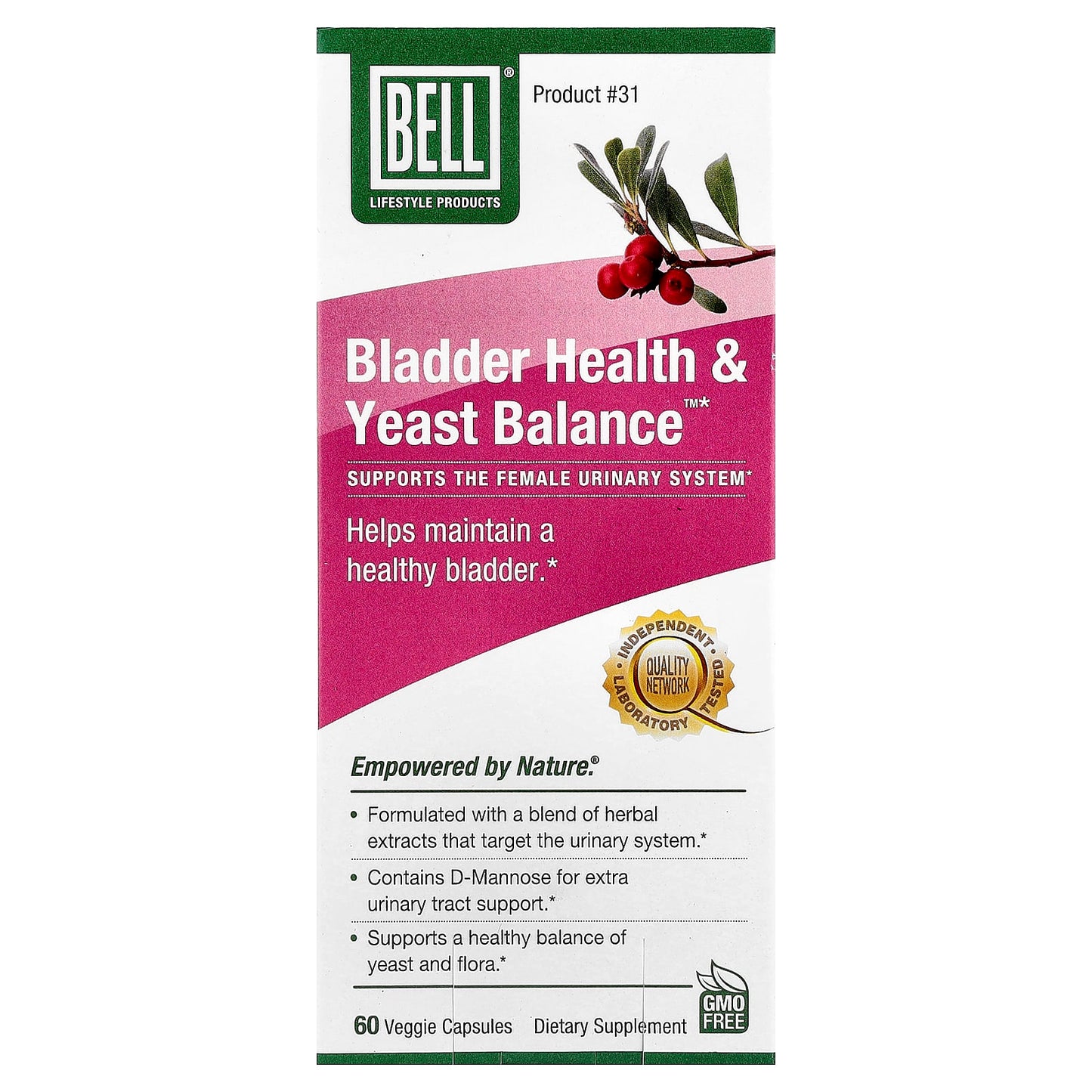 Bell Lifestyle Bladder Health & Yeast Balance Support Supplement - 60 Capsules - Image 1