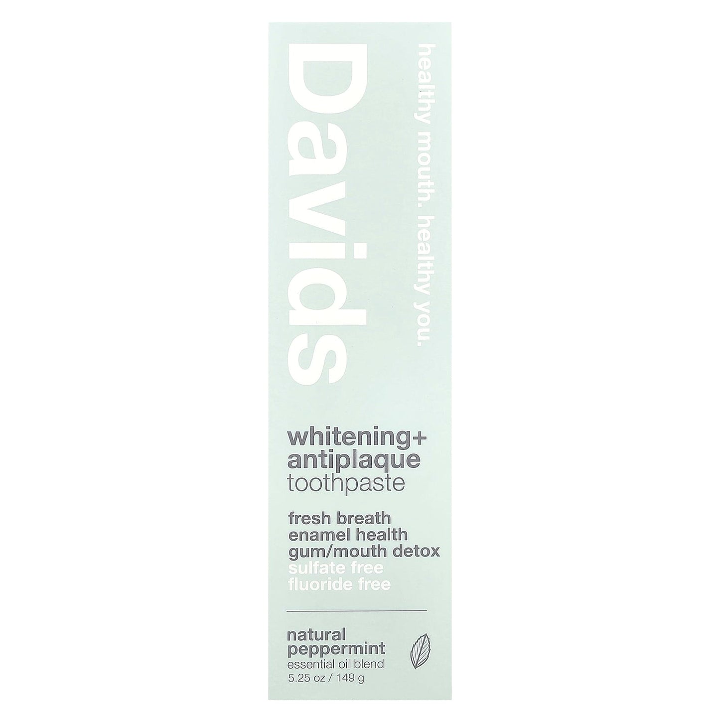 Natural Peppermint Toothpaste for Fresh Breath & Whitening by Davids - 5.25 oz (149g) - Image 2