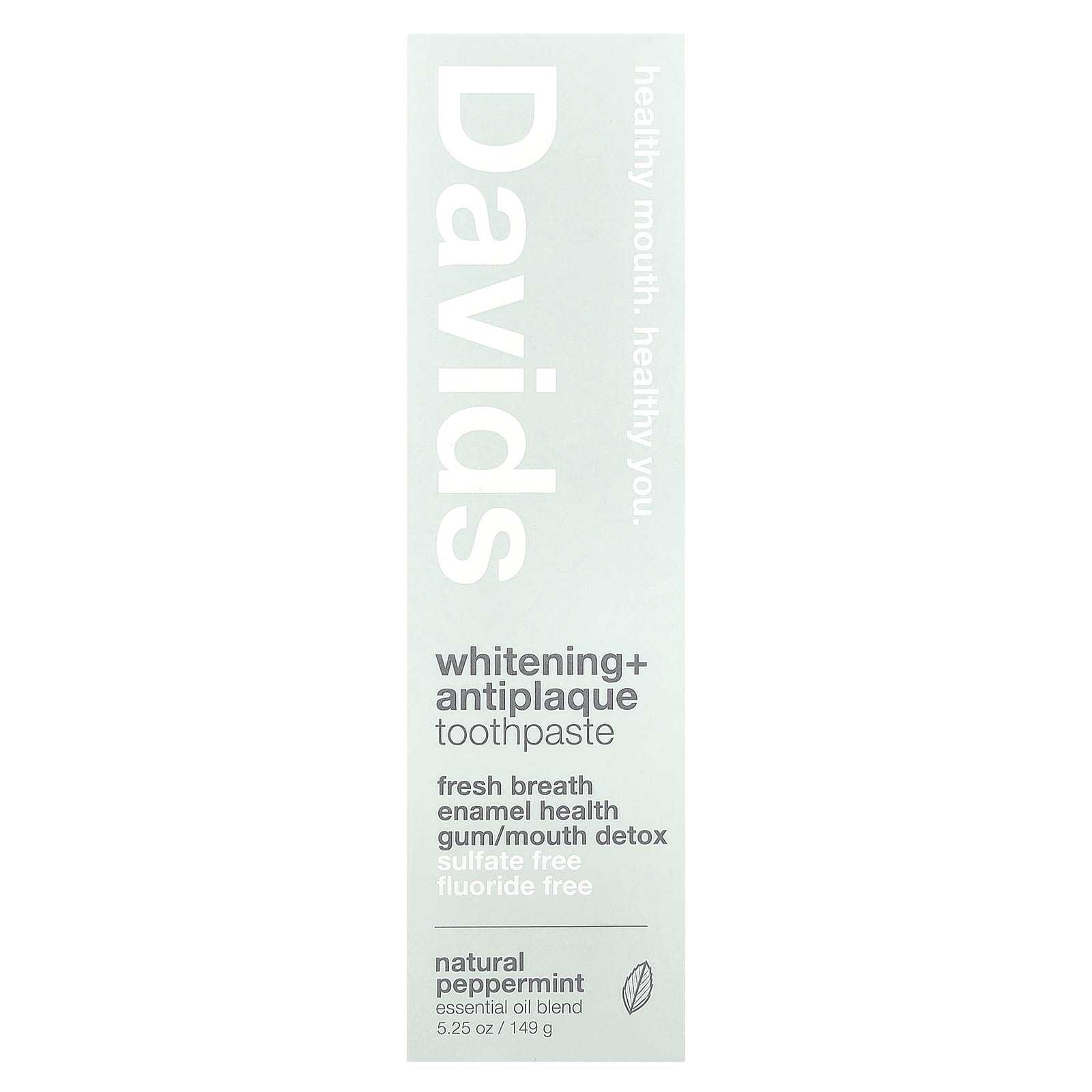 Natural Peppermint Toothpaste for Fresh Breath & Whitening by Davids - 5.25 oz (149g) - Image 2