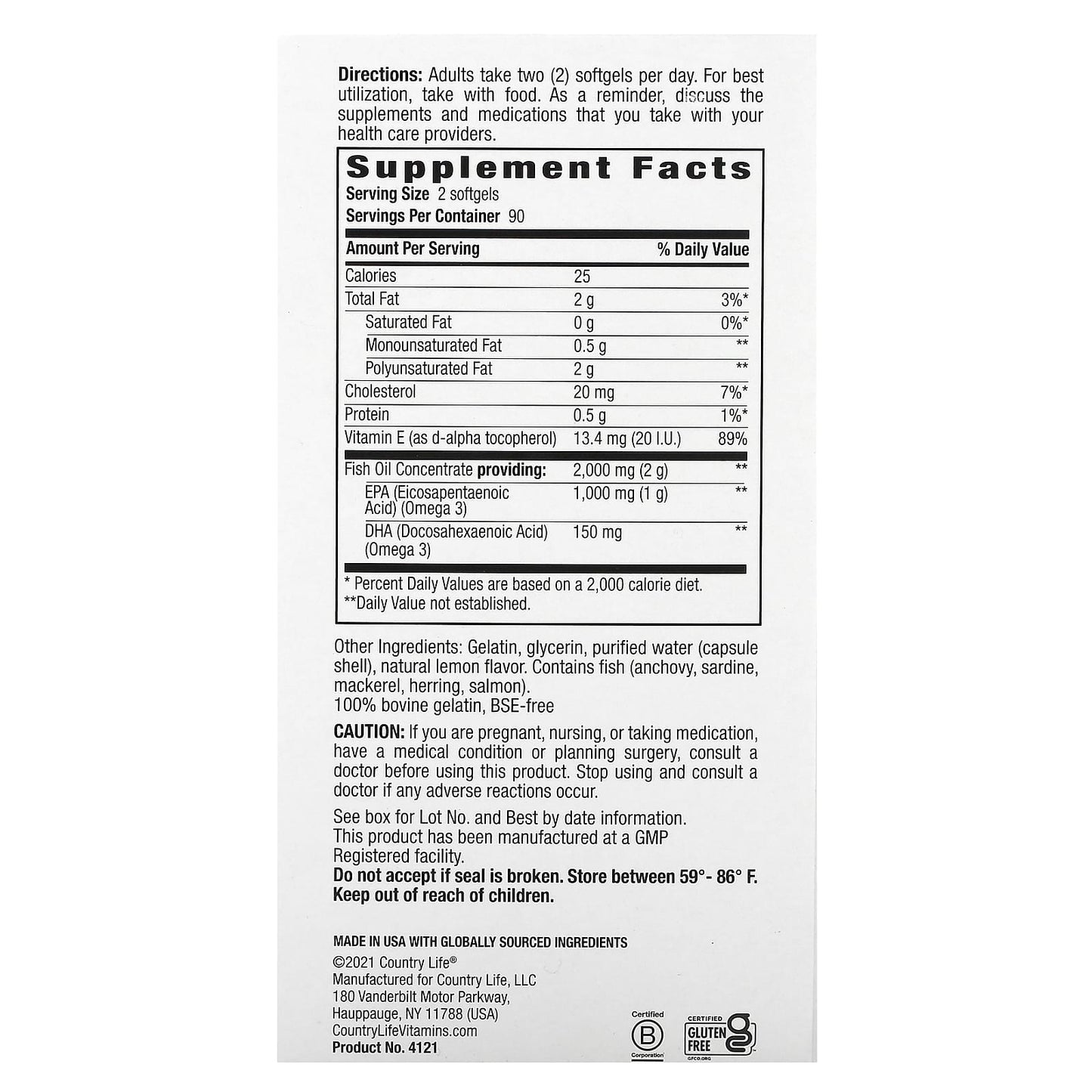 Country Life Omega 3 Mood, Natural Lemon, 180 Softgels - Brain & Emotional Health - Image 2