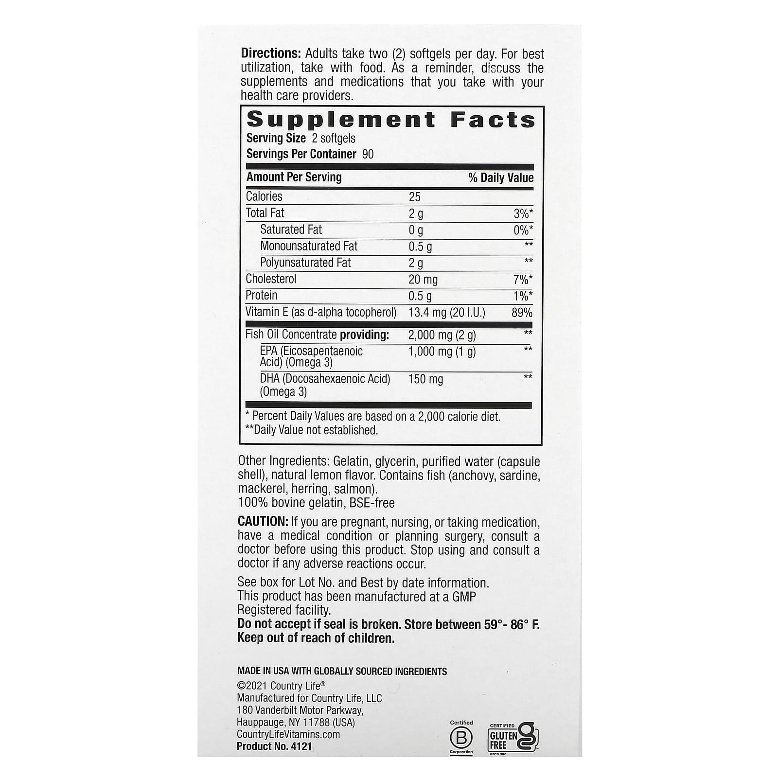 Country Life Omega 3 Mood, Natural Lemon, 180 Softgels - Brain & Emotional Health - Image 2