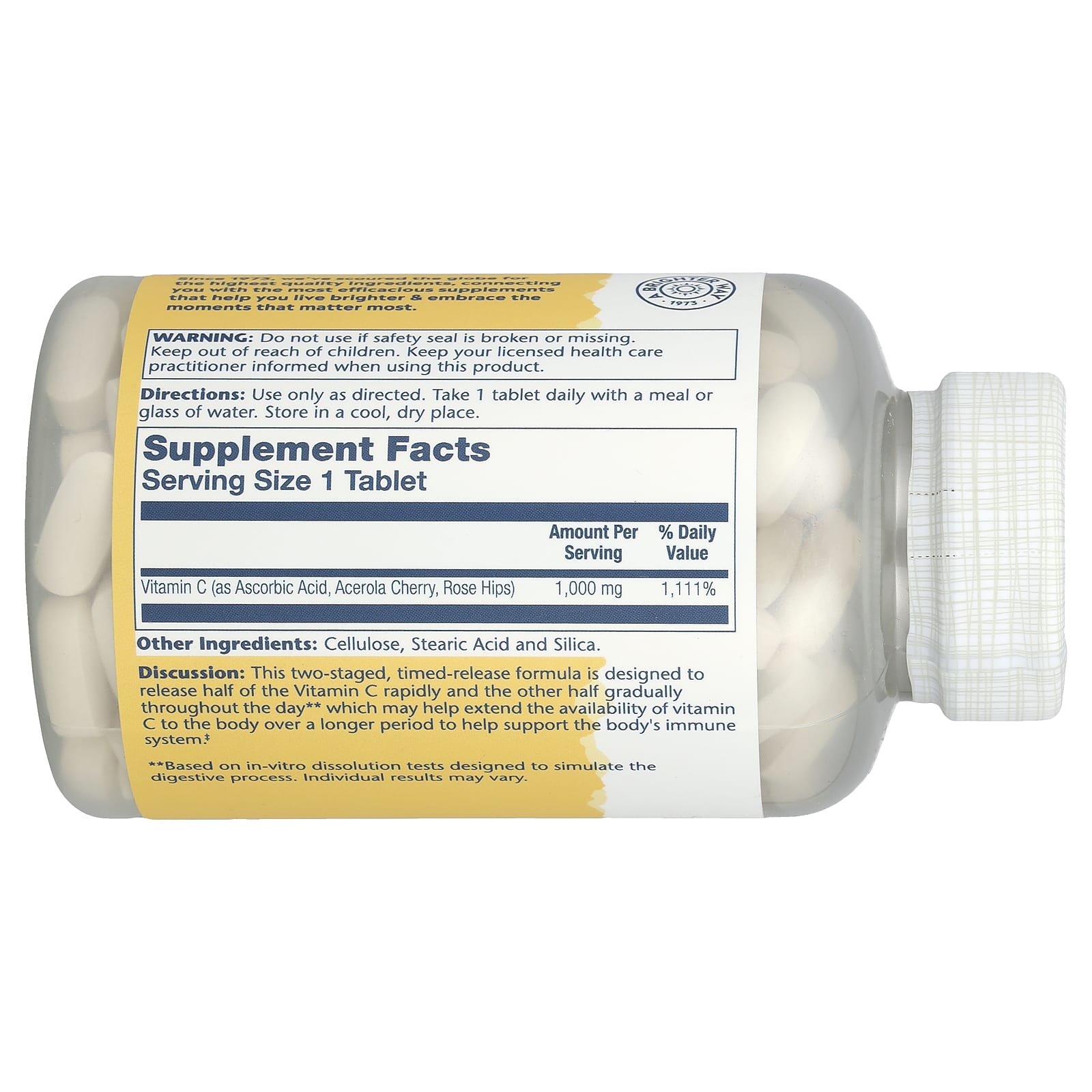 Solaray, Timed Release Vitamin C with Rose Hips & Acerola, 1,000 mg, 250 Tablets - Image 2
