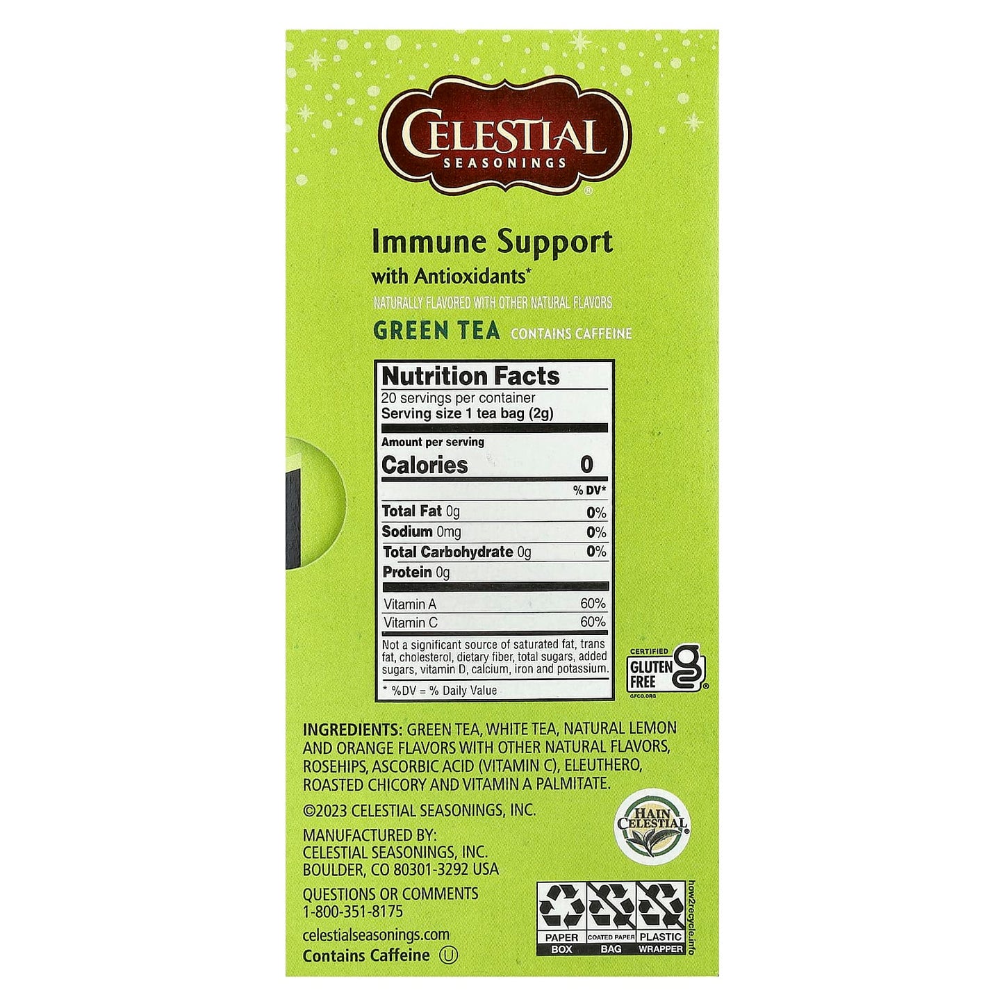 Celestial Seasonings Antioxidant Green Tea, Immune Support, 20 Tea Bags - Image 2