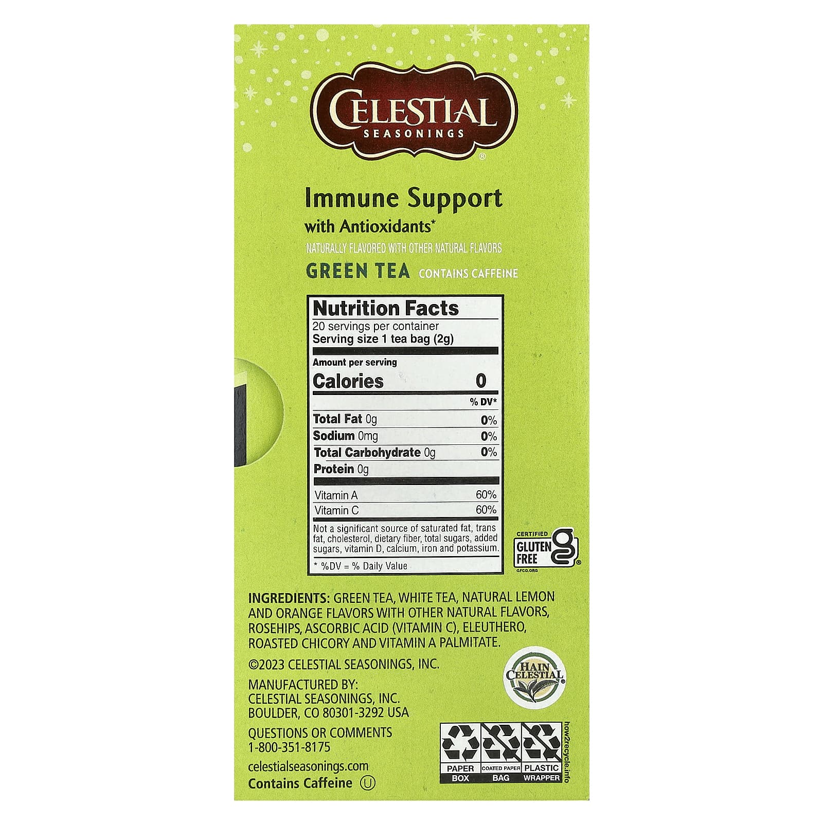 Celestial Seasonings Antioxidant Green Tea, Immune Support, 20 Tea Bags - Image 2