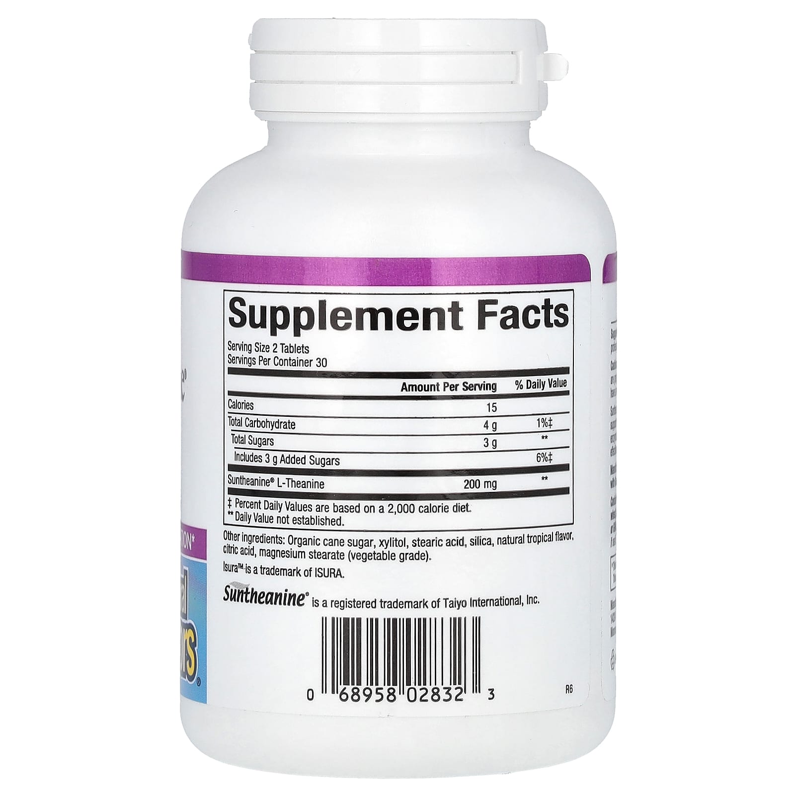Natural Factors, Stress-Relax, Suntheanine, L-Theanine, 100 mg, 60 Chewable Tablets - Image 2