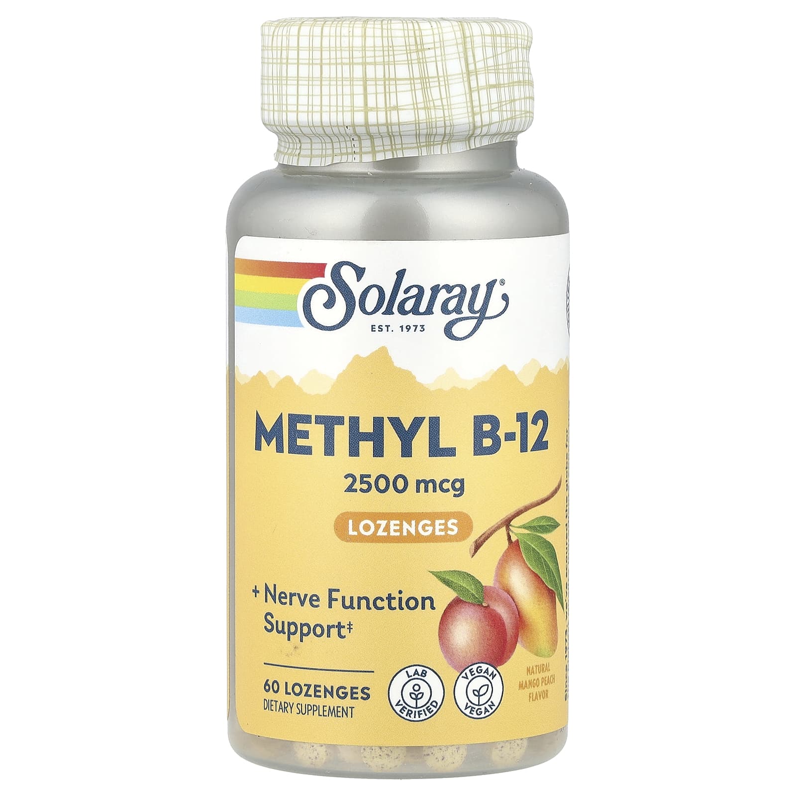 Solaray, Methyl B-12 Lozenges, Natural Mango Peach, 2,500 mcg, 60 Lozenges - Image 1