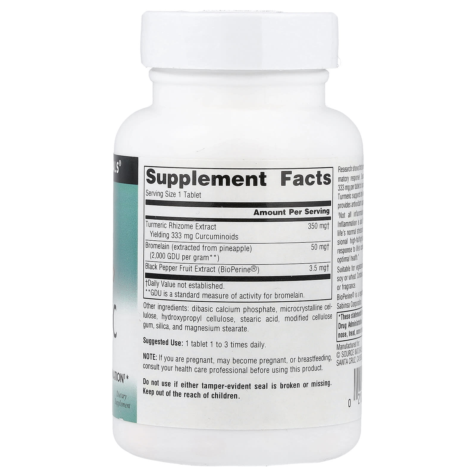 Source Naturals, Turmeric Extract, 100 Tablets - Image 2