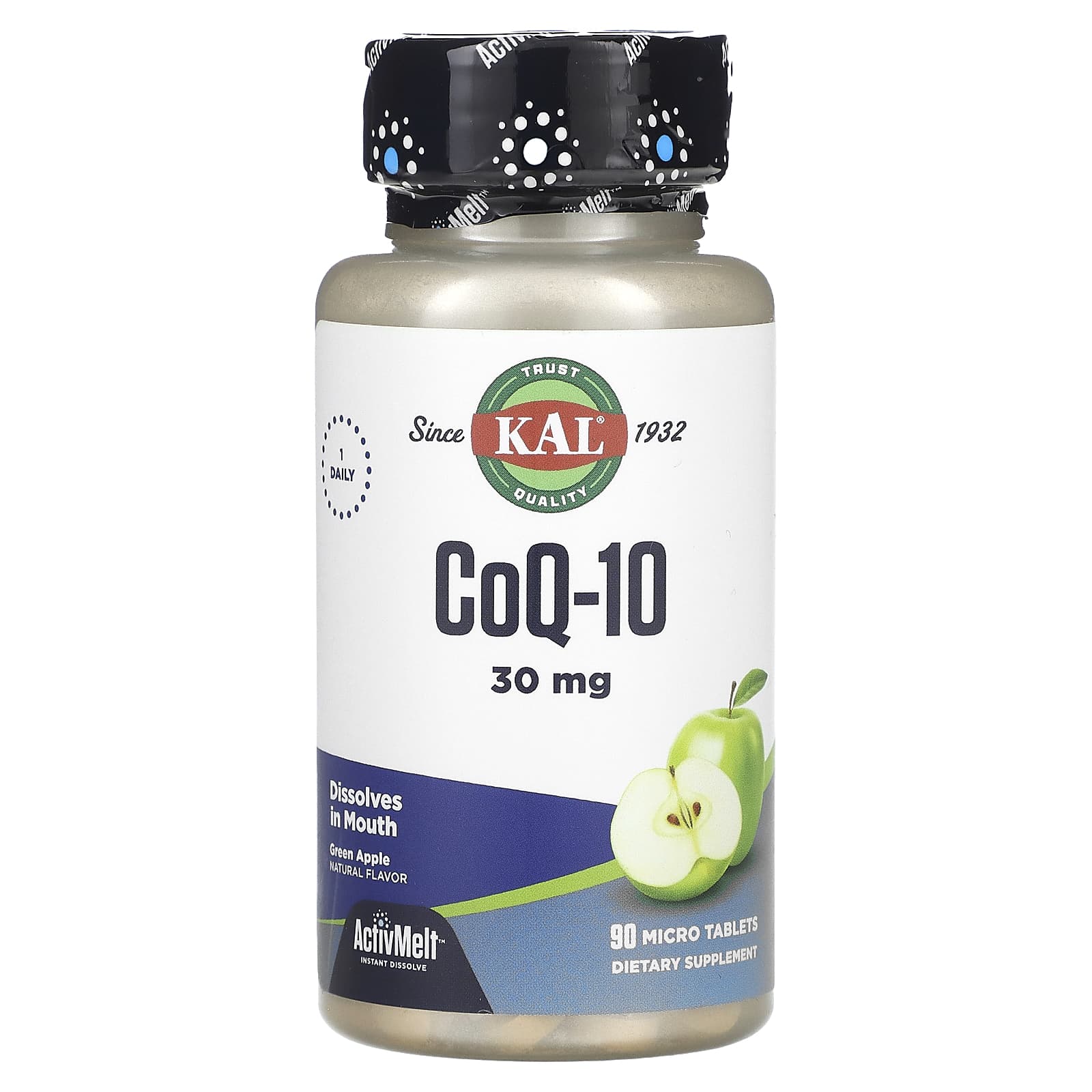 KAL CoQ10 30mg Green Apple - Instant Dissolve Micro Tablets for Heart Health - Image 1