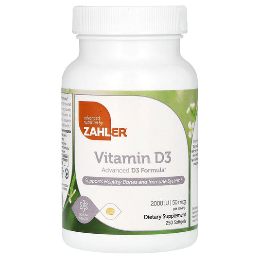 Zahler, Vitamin D3, 50 mcg (2,000 IU), 250 Softgels - Image 1