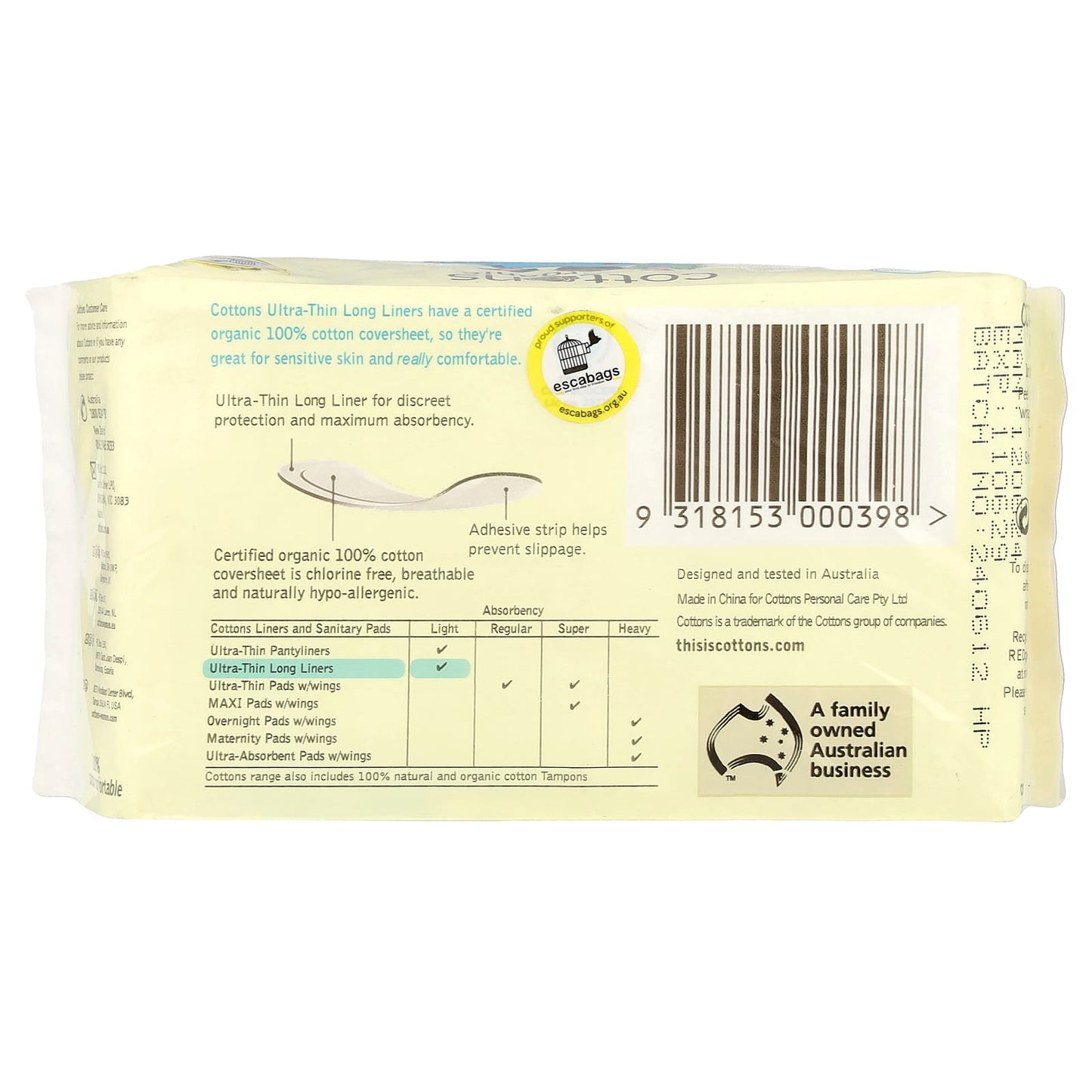 Cottons Ultra-Thin Long Liners | 32 Count | Organic, Unscented, Hypo-Allergenic - Image 2