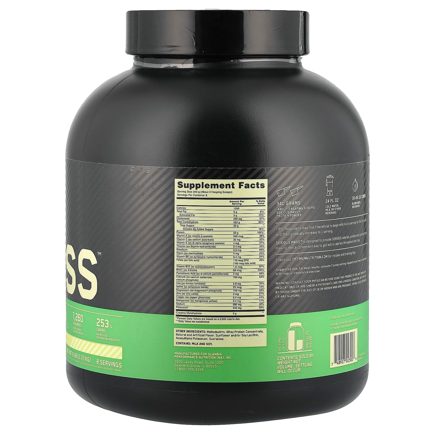 Optimum Nutrition, Serious Mass™, Vanilla, 6 lb (2.72 kg) - Image 2