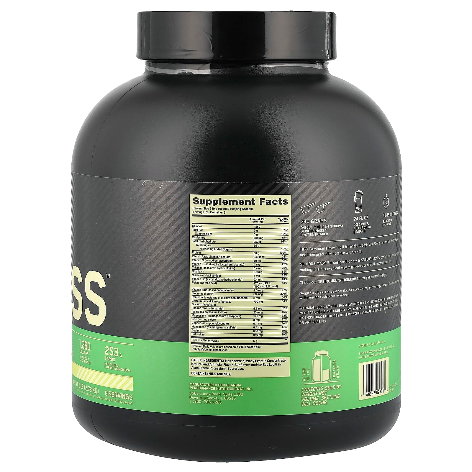 Optimum Nutrition, Serious Mass™, Vanilla, 6 lb (2.72 kg) - Image 2