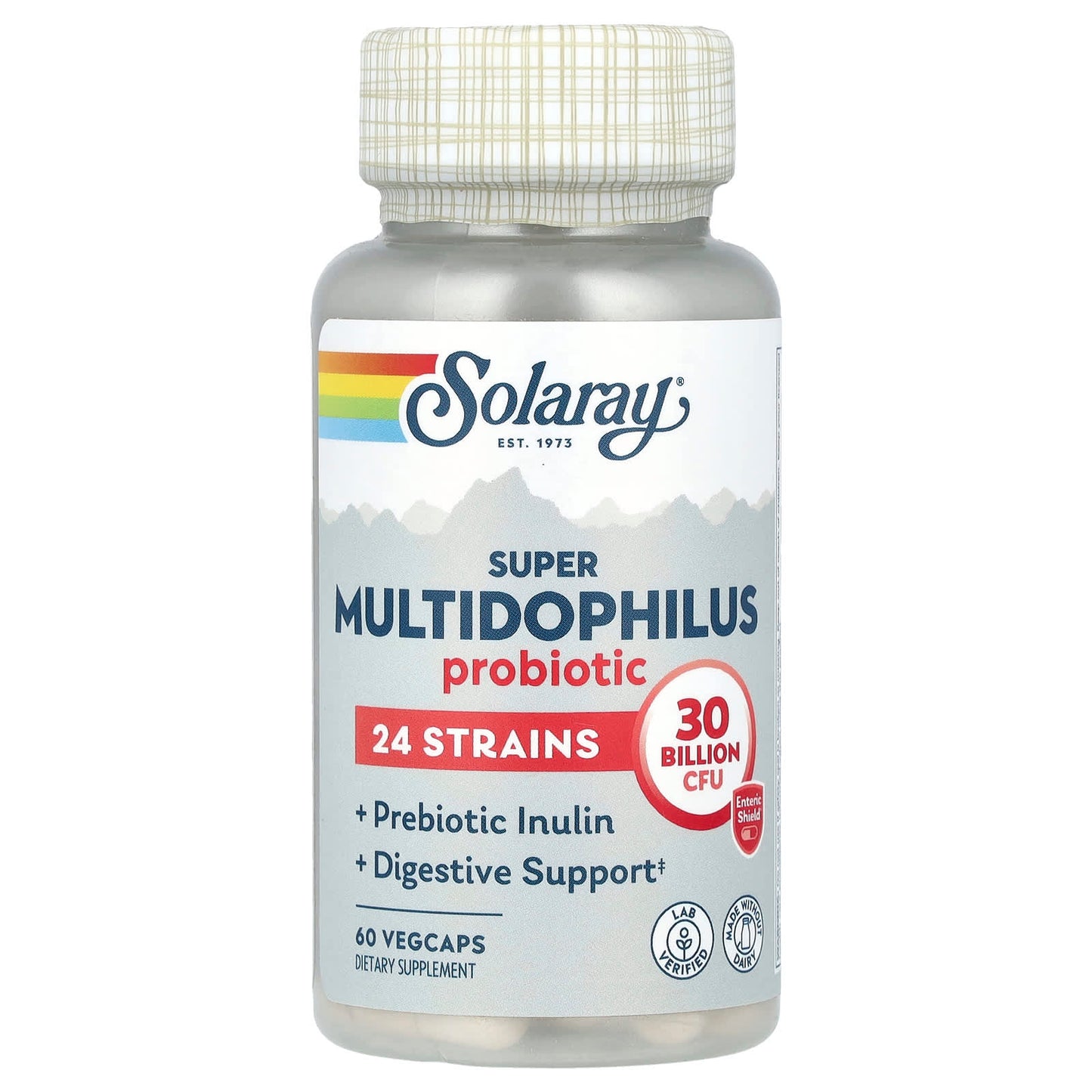 Solaray, Super Multidophilus Probiotic , 30 Billion CFU, 60 VegCaps (15 Billion CFU per Capsule) - Image 1