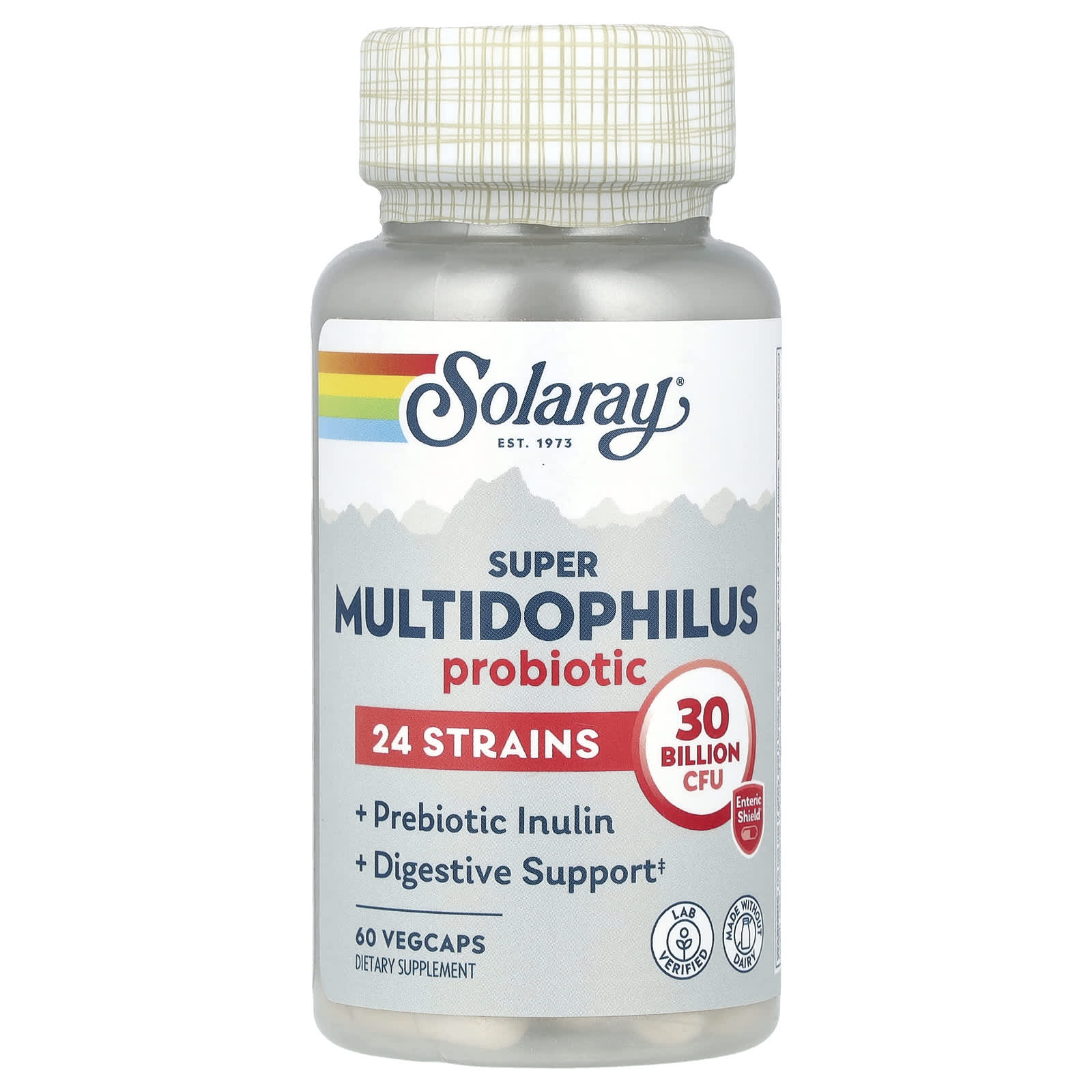Solaray, Super Multidophilus Probiotic , 30 Billion CFU, 60 VegCaps (15 Billion CFU per Capsule) - Image 1