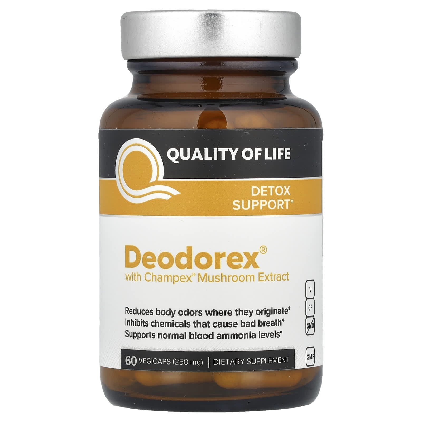 Quality of Life, Deodorex® with Champex® Mushroom Extract, 60 Vegicaps (250 mg per Capsule) - Image 1