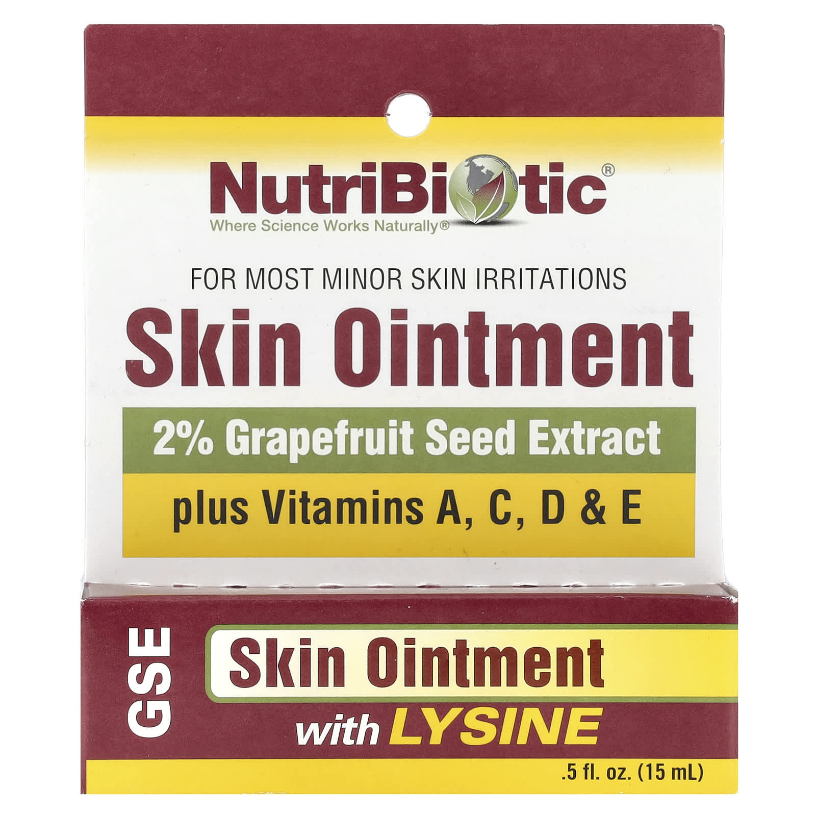 NutriBiotic, Skin Ointment, 2% Grapefruit Seed Extract with Lysine, 0.5 fl oz (15 ml) - Image 2
