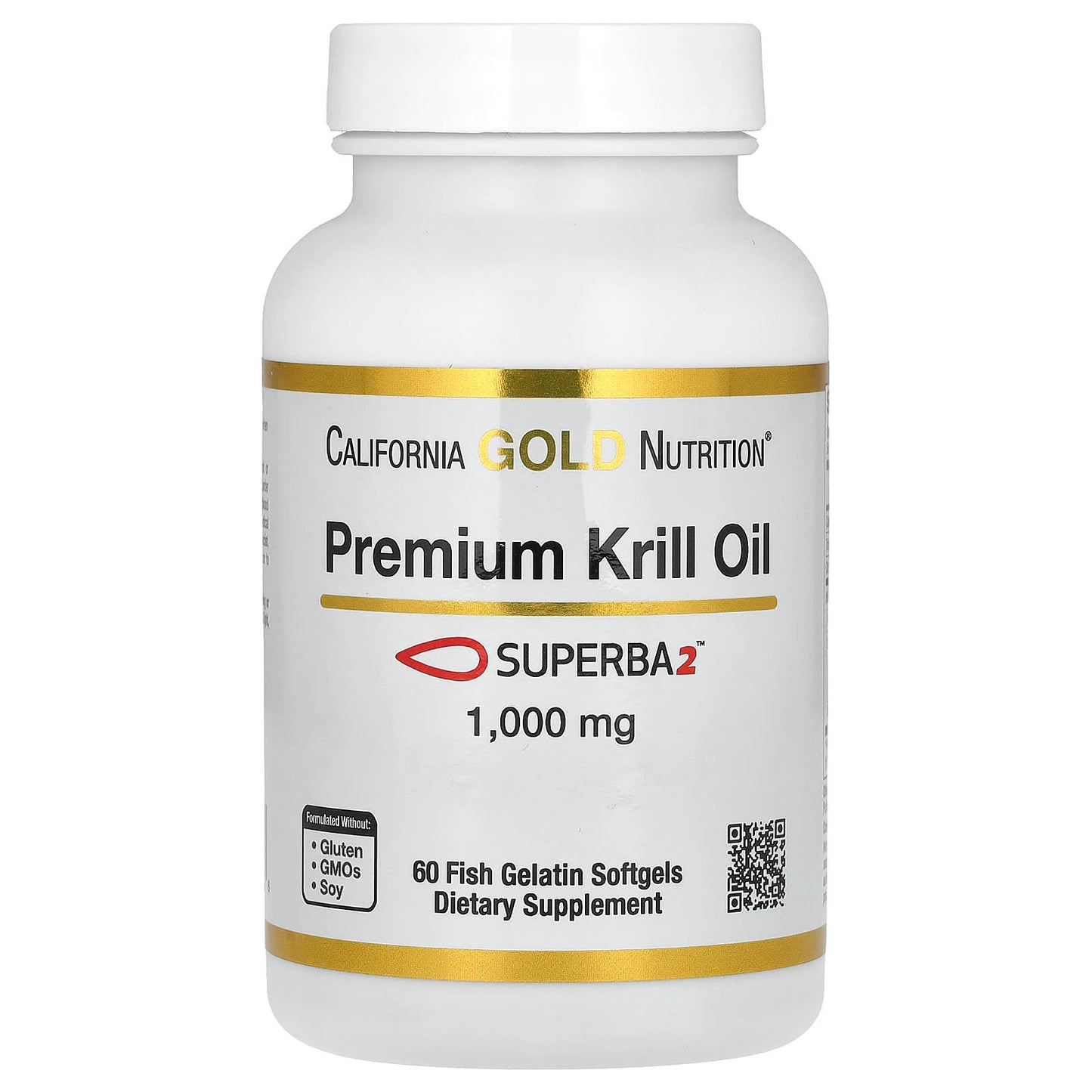 California Gold Nutrition Krill Oil Supplement with Superba2, 1,000mg, 60 Softgels - Image 1
