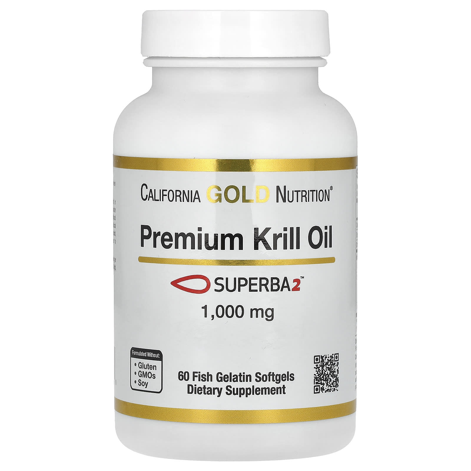 California Gold Nutrition Krill Oil Supplement with Superba2, 1,000mg, 60 Softgels - Image 1