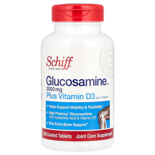 Schiff, Glucosamine HCl Plus Vitamin D3, 2,000 mg, 150 Coated Tablets (1,000 mg per Tablet) - Image 1