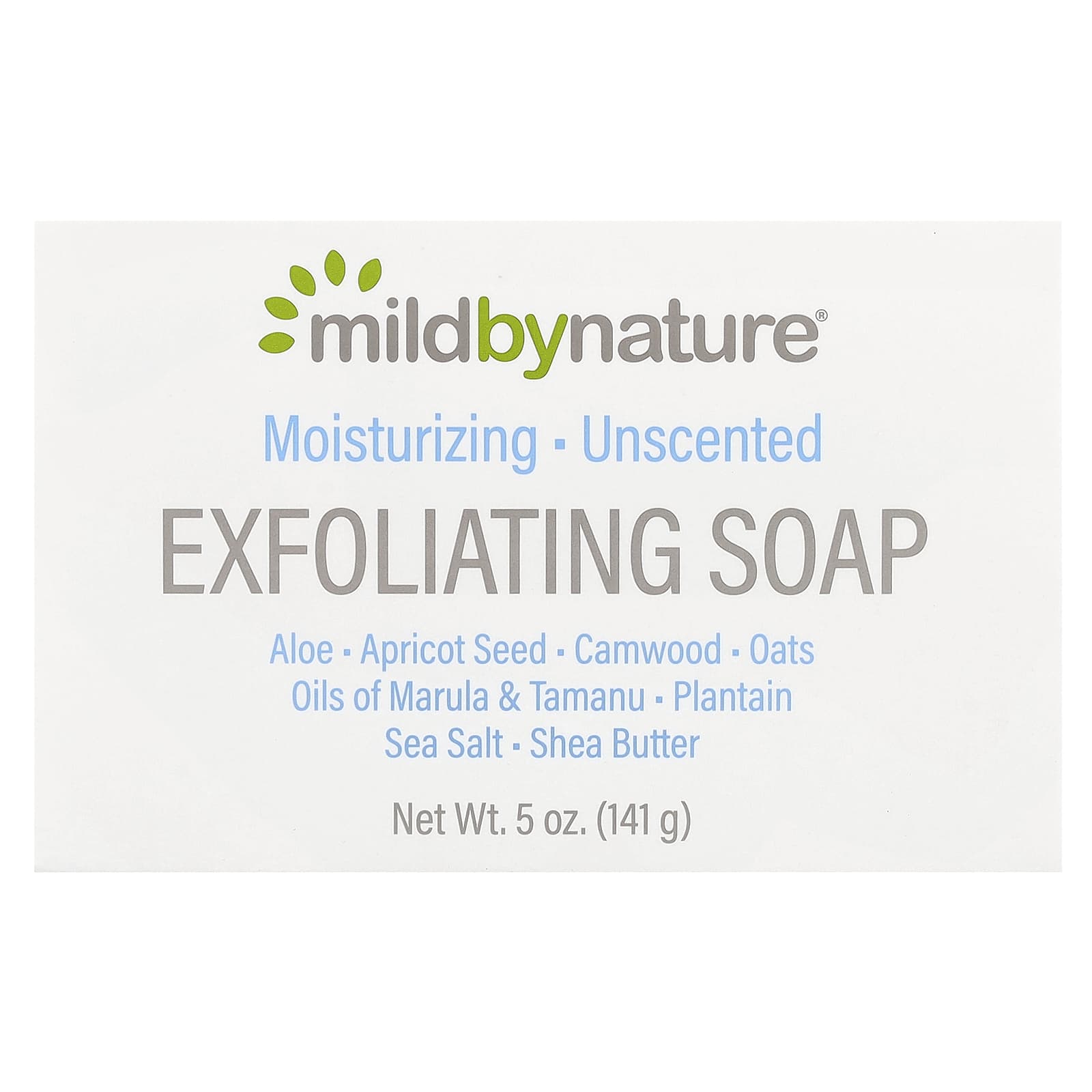 Nourishing Unscented Exfoliating Bar Soap by Mild By Nature, 5 oz (141g) - Image 1