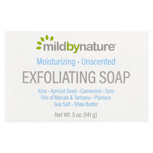 Nourishing Unscented Exfoliating Bar Soap by Mild By Nature, 5 oz (141g) - Image 1