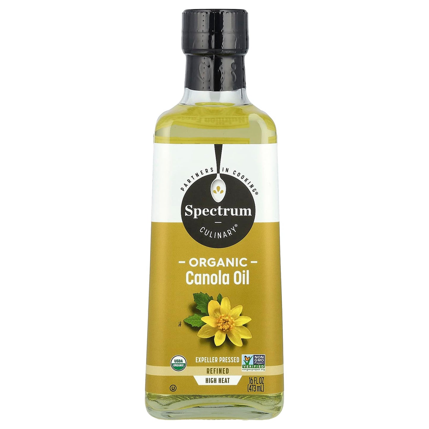 Spectrum Culinary, Organic Canola Oil, Expeller Pressed, Refined, 16 fl oz (473 ml) - Image 1