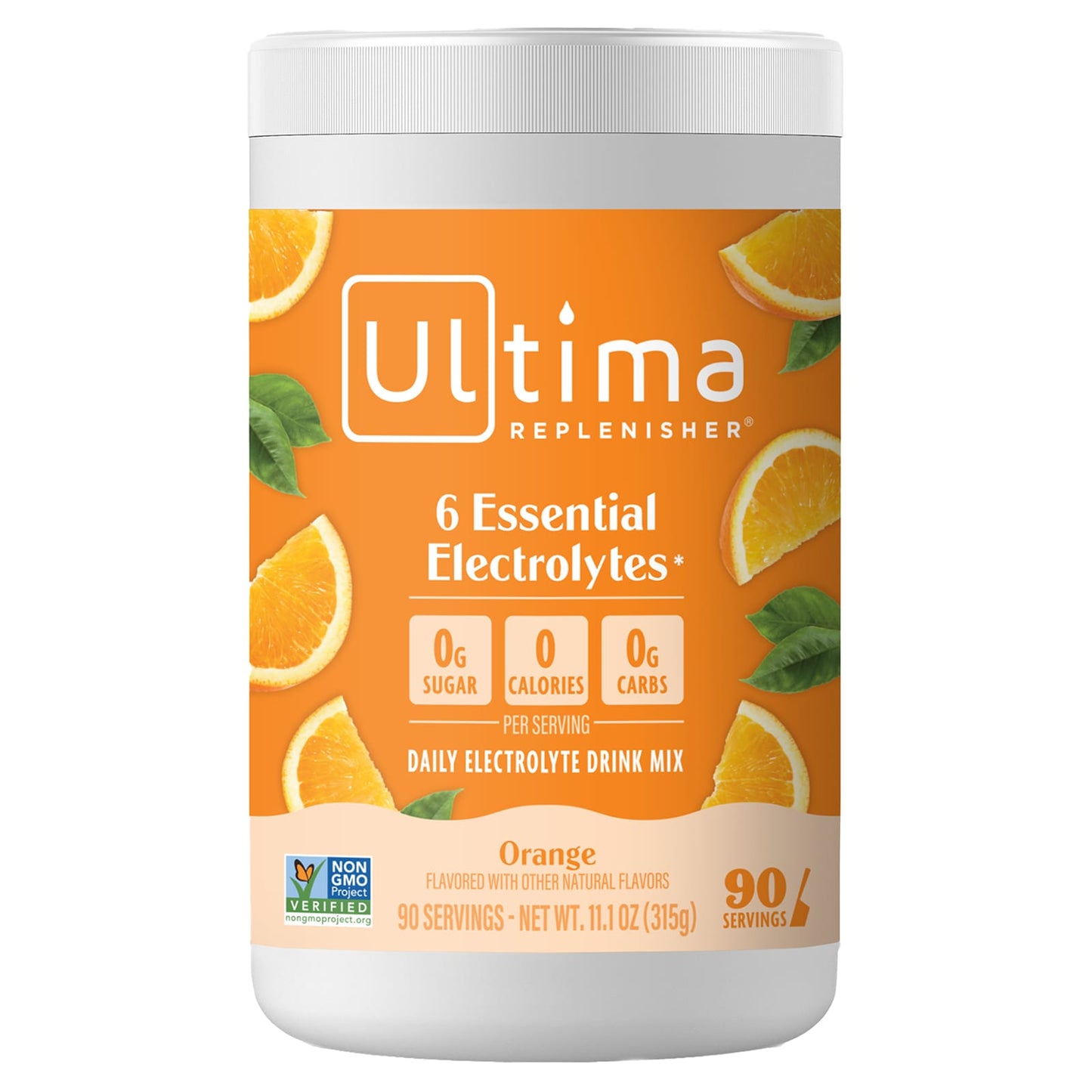 Ultima Replenisher, 6 Essential Electrolytes, Daily Electrolyte Drink Mix, Orange, 11.1 oz (315 g) - Image 1