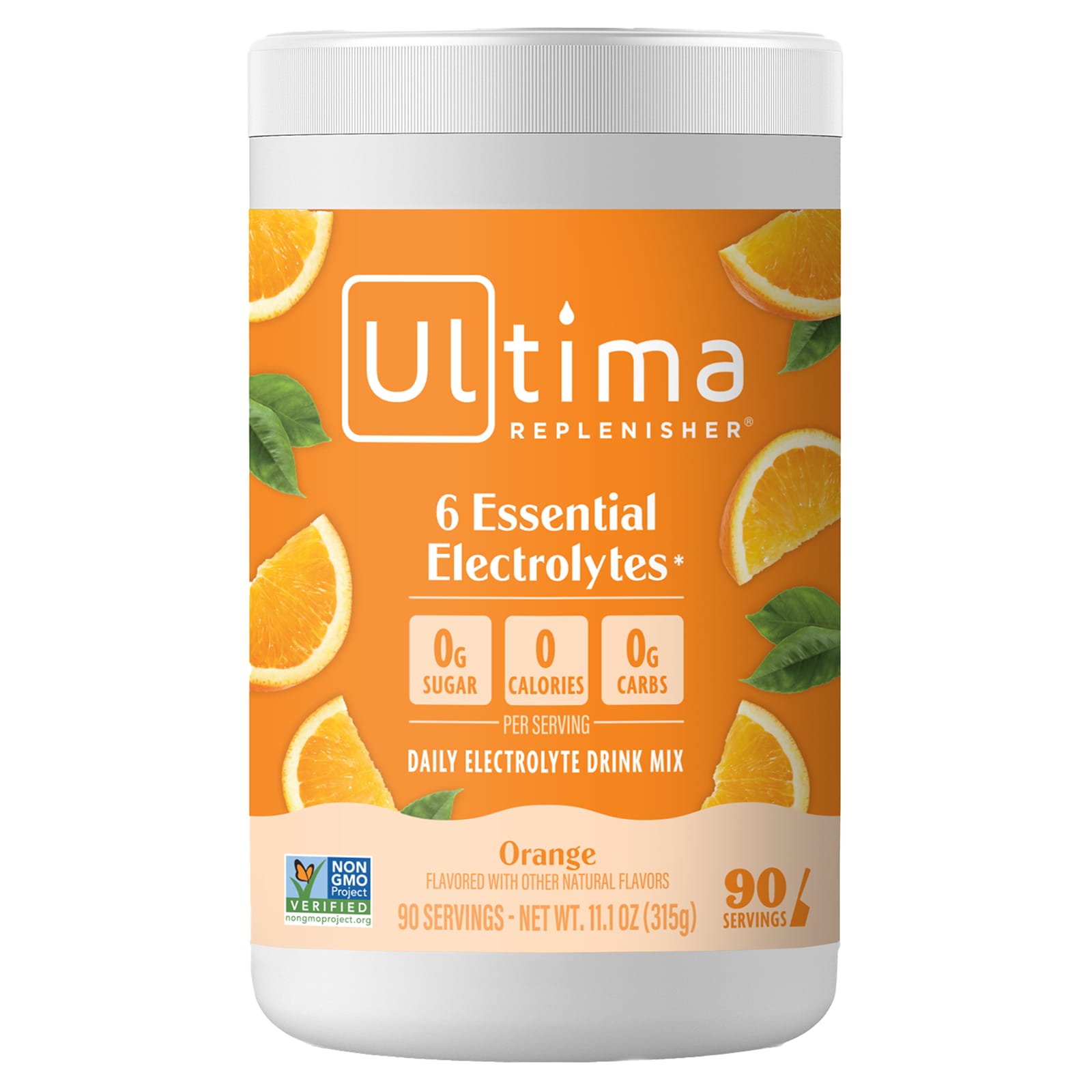 Ultima Replenisher, 6 Essential Electrolytes, Daily Electrolyte Drink Mix, Orange, 11.1 oz (315 g) - Image 1