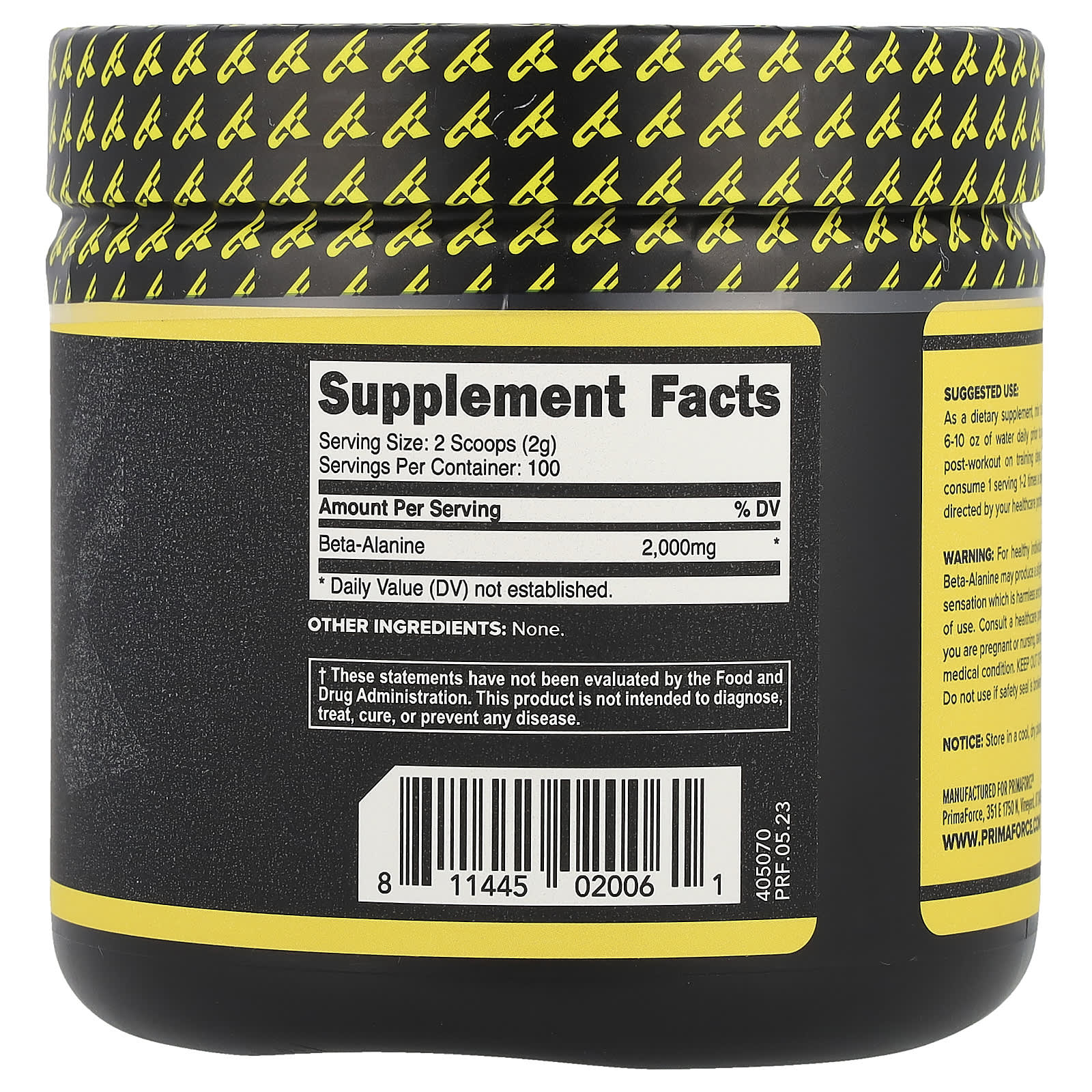 Primaforce, Beta-Alanine, Unflavored, 7.1 oz (200 g) - Image 2