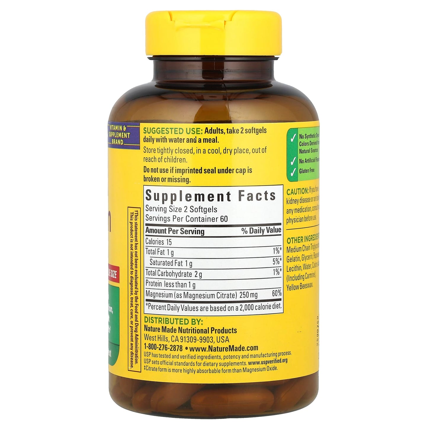 Nature Made, Magnesium Citrate, 120 Softgels (125 mg per Softgel) - Image 2