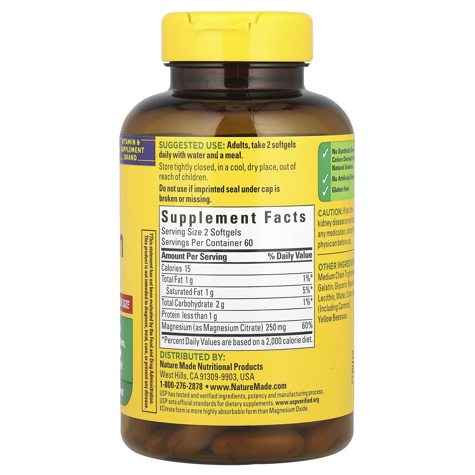 Nature Made, Magnesium Citrate, 120 Softgels (125 mg per Softgel) - Image 2