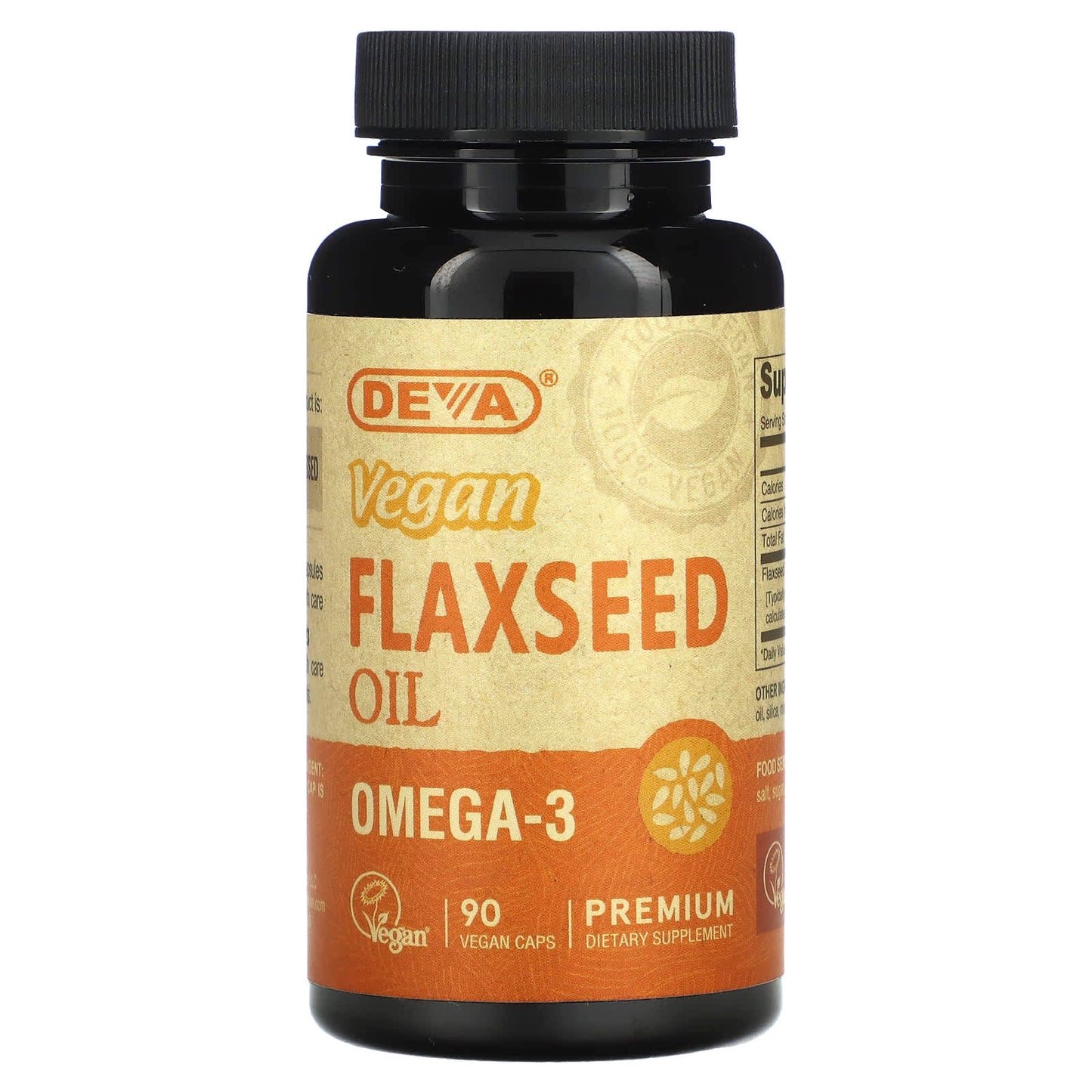 Vegan Flaxseed Oil Supplement for Omega-3 - 90 Caps 500mg - Image 1