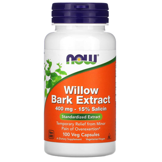 NOW Foods, Willow Bark Extract, 100 Veg Capsules (400 mg per Capsule) - Image 1