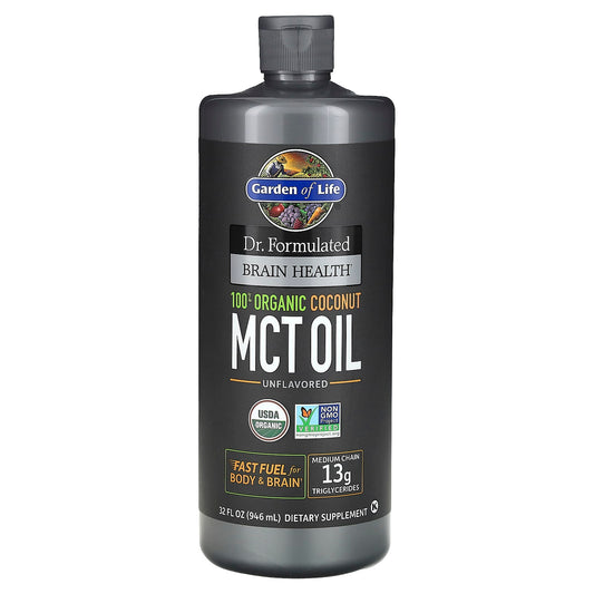 Garden of Life Dr. Formulated Brain Health MCT Oil 100% Organic Coconut 13g 32oz - Image 1