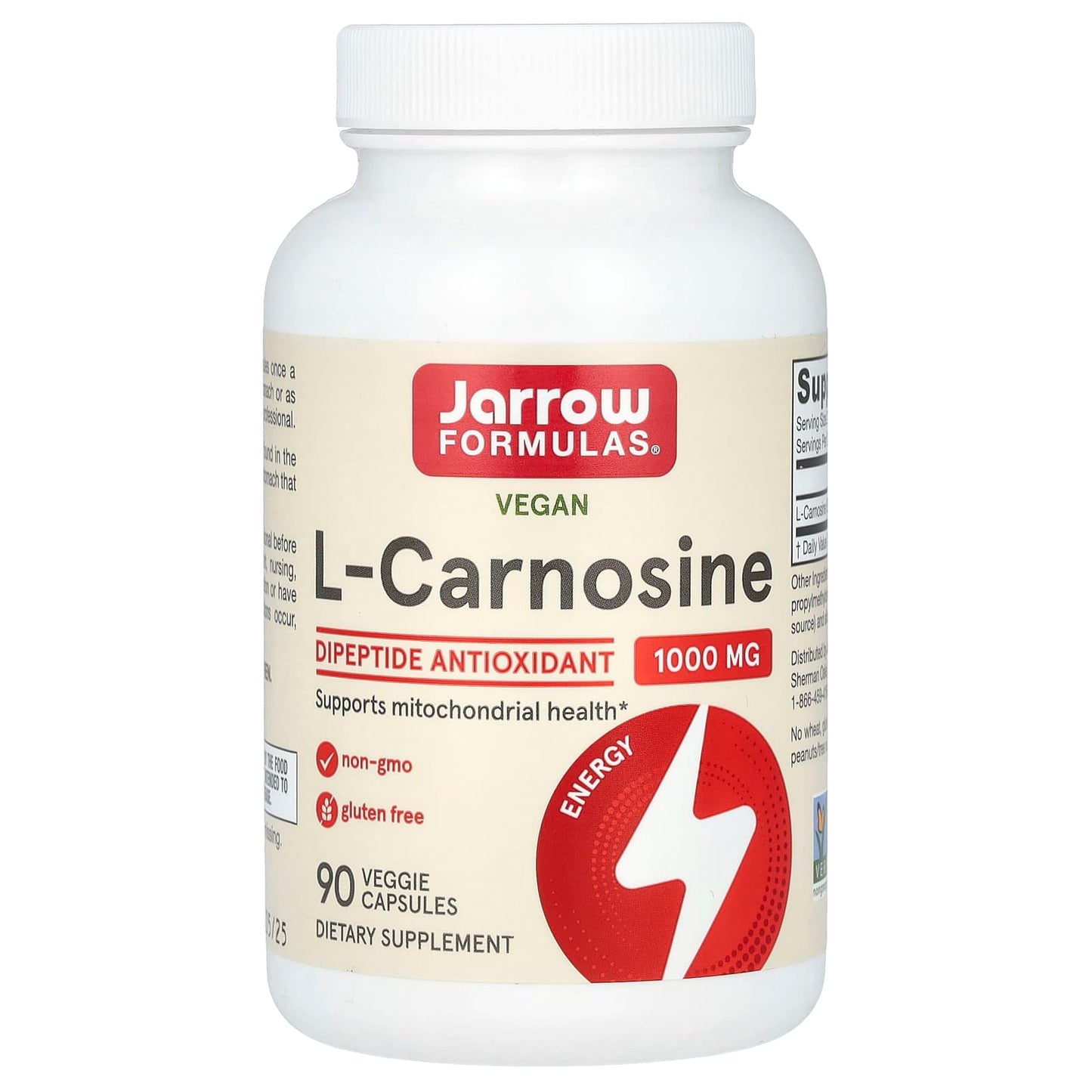 Vegan L-Carnosine Supplement by Jarrow Formulas - 90 Capsules - Image 1