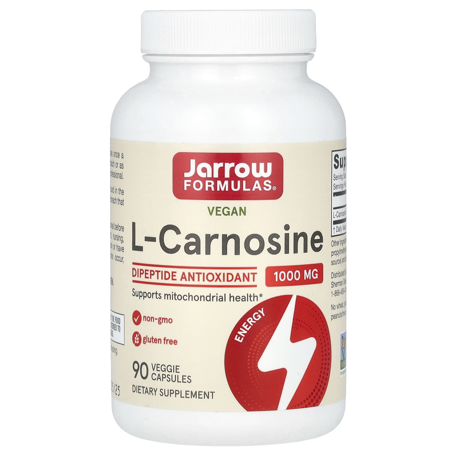 Vegan L-Carnosine Supplement by Jarrow Formulas - 90 Capsules - Image 1