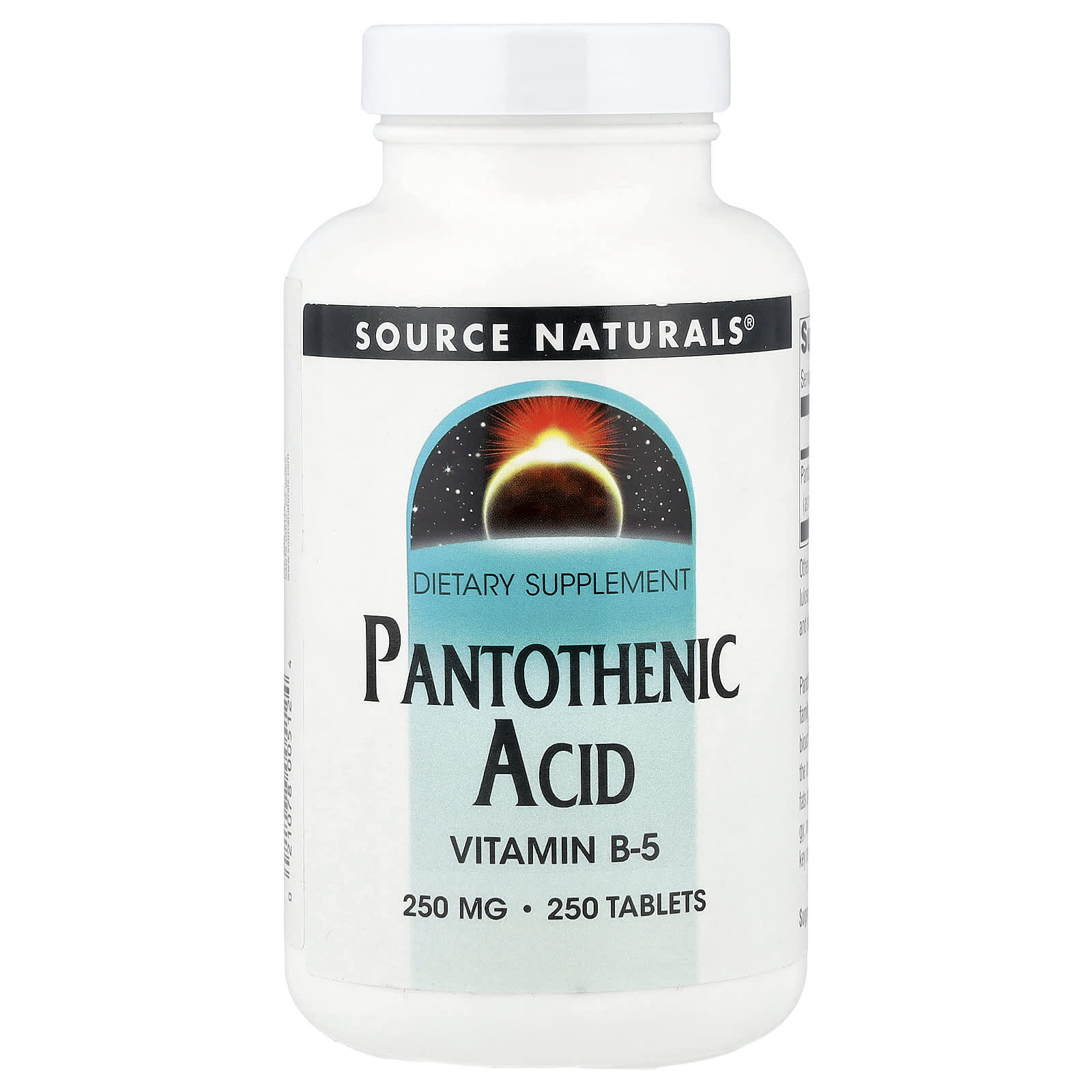 Source Naturals, Pantothenic Acid, 250 mg, 250 Tablets - Image 1