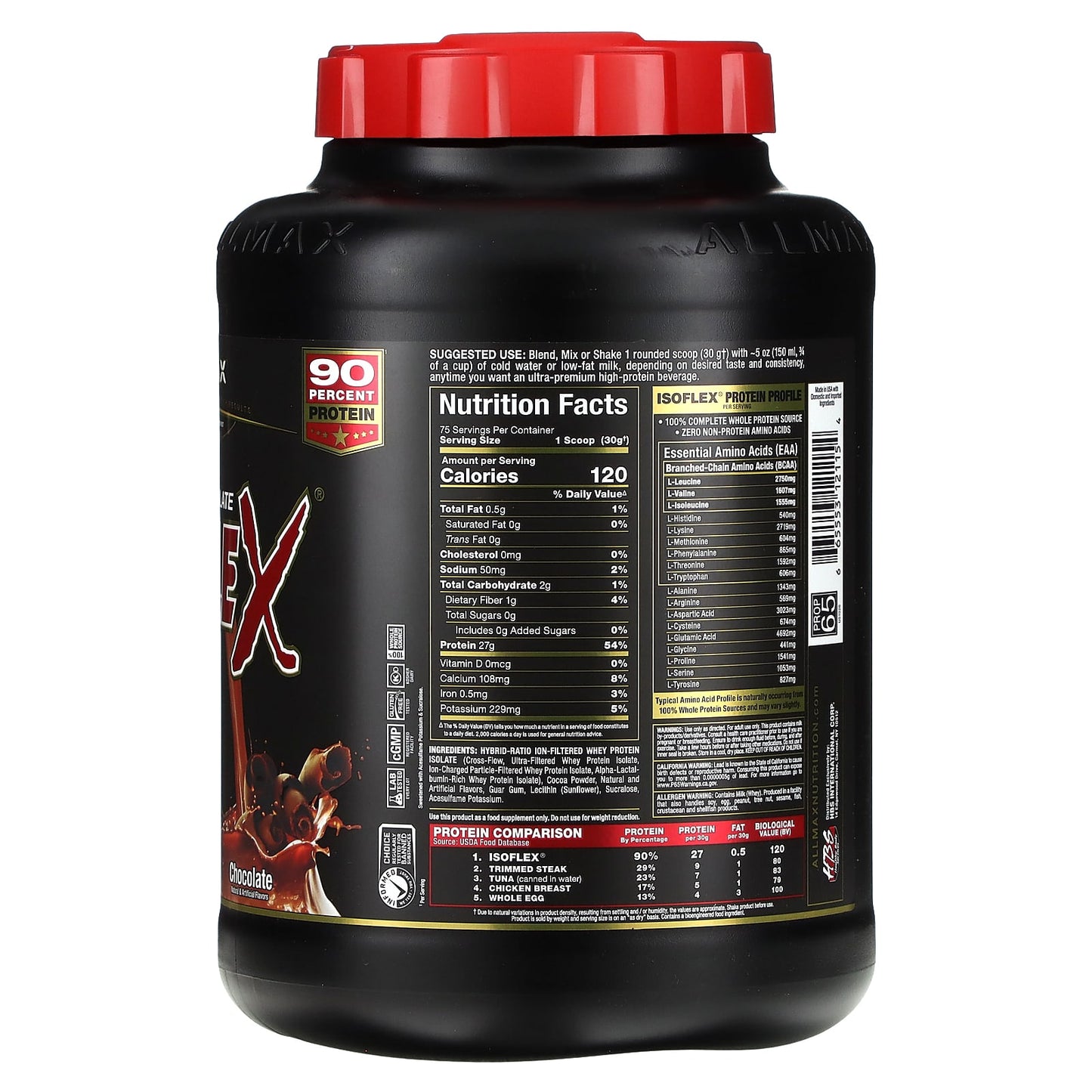 ALLMAX Isoflex Pure Whey Protein Isolate 5 lbs Chocolate - Image 2
