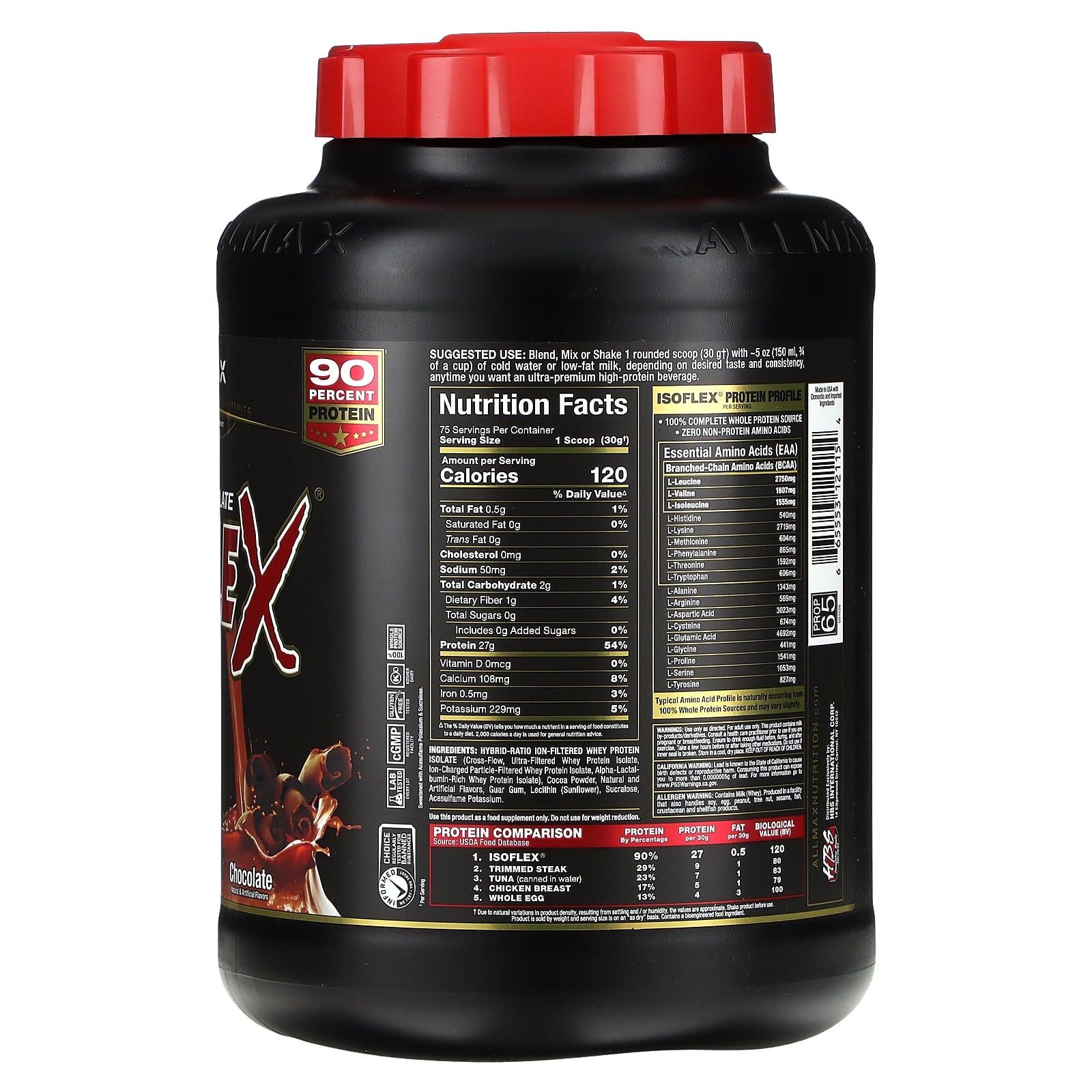 ALLMAX Isoflex Pure Whey Protein Isolate 5 lbs Chocolate - Image 2